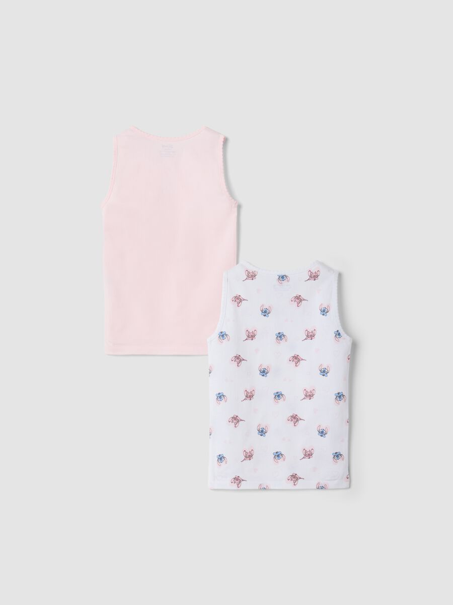 2-pack pink and white organic cotton vests with Lilo & Stitch print_1