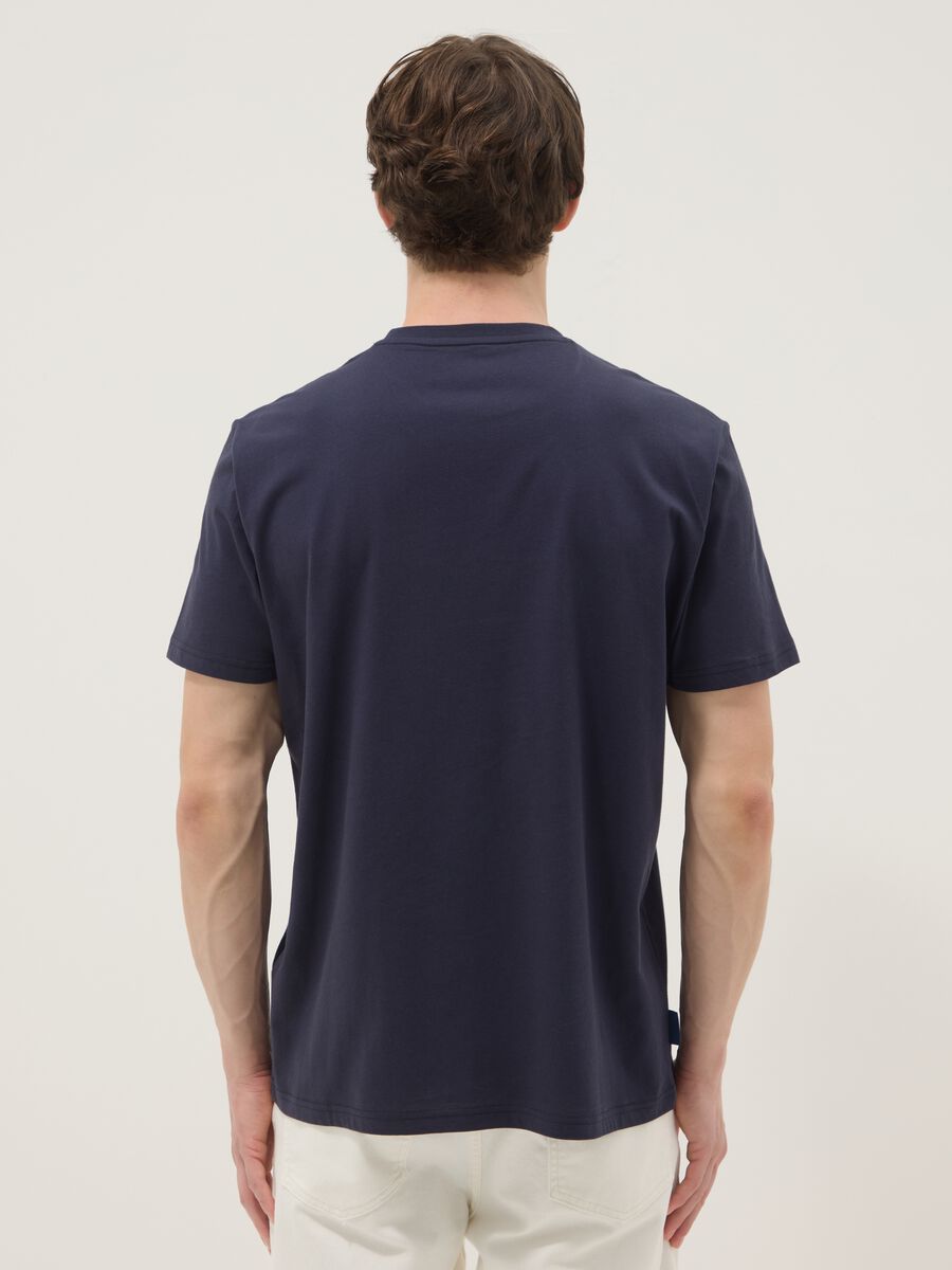 Blaues Kurzarm-T-Shirt aus reiner Baumwolle, Regular Fit_3