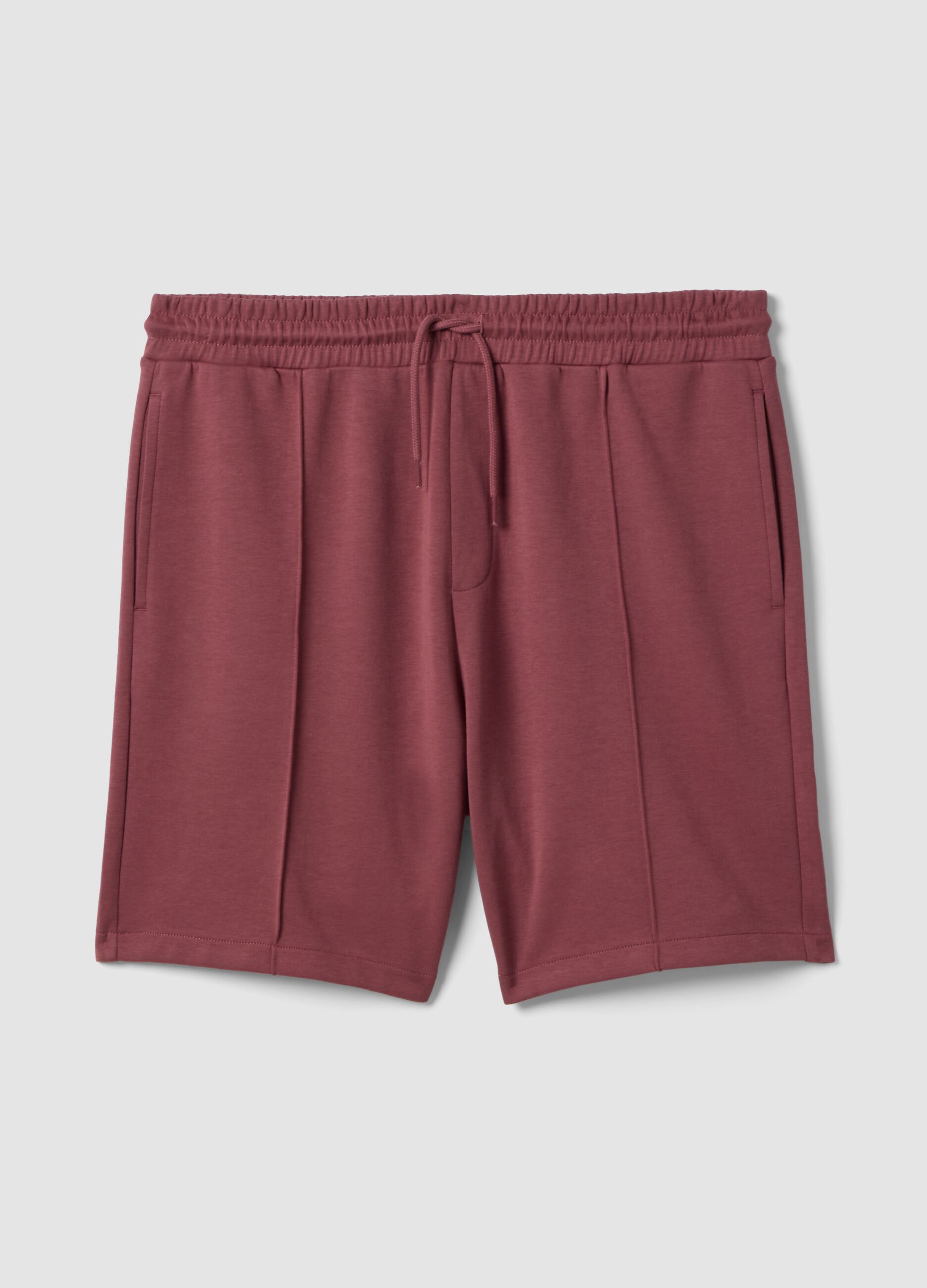 Red cotton-blend regular-fit shorts with drawstring