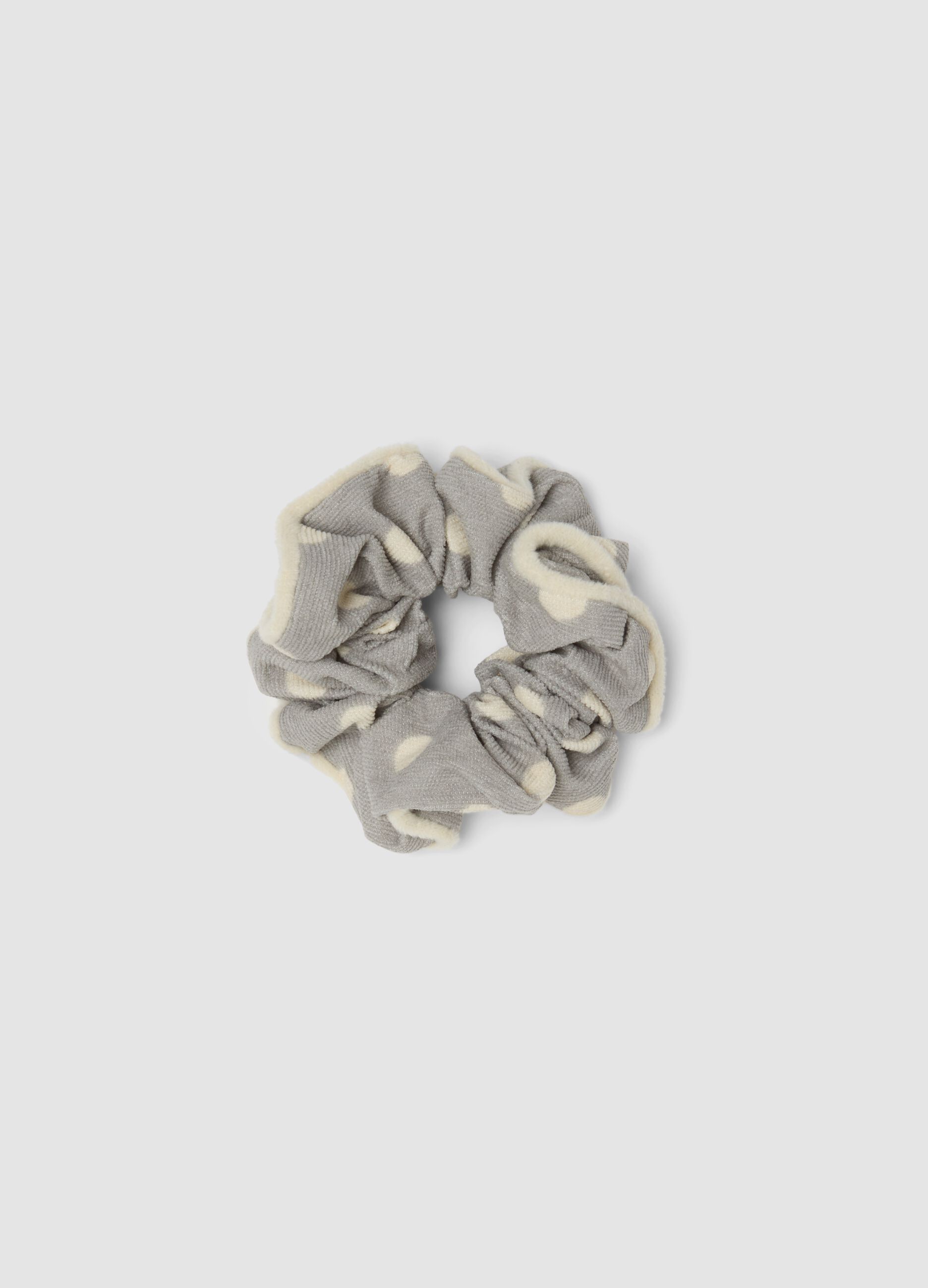 Grey Polka Dot Scrunchie