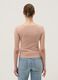 Pink pure cotton regular fit T-shirt with deep serafino neckline_3