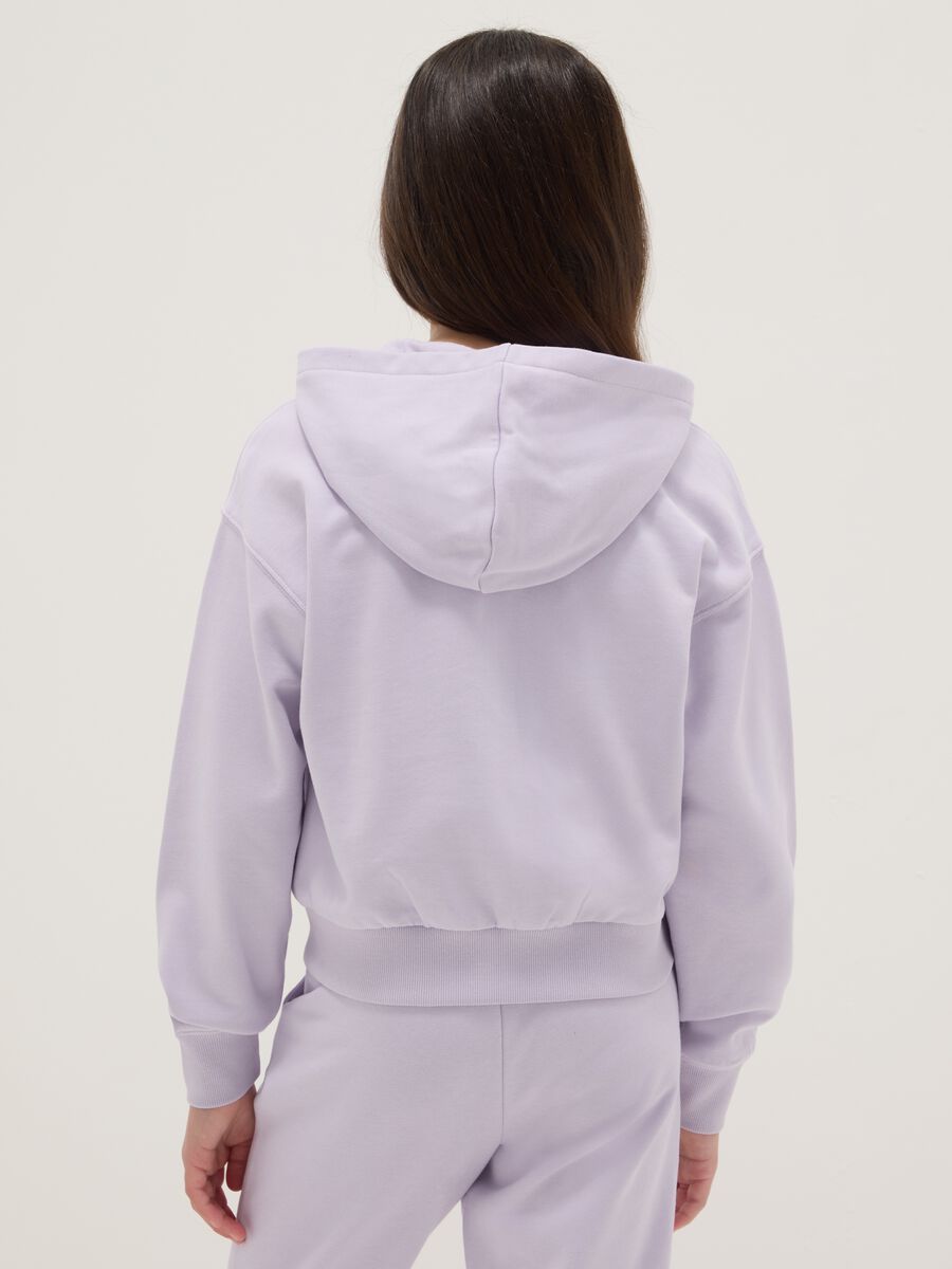 Girls' purple regular fit pure cotton hoodie with zip_1