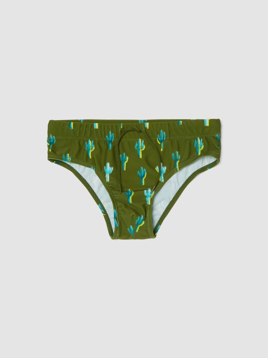 Green stretch-fabric swim briefs_0