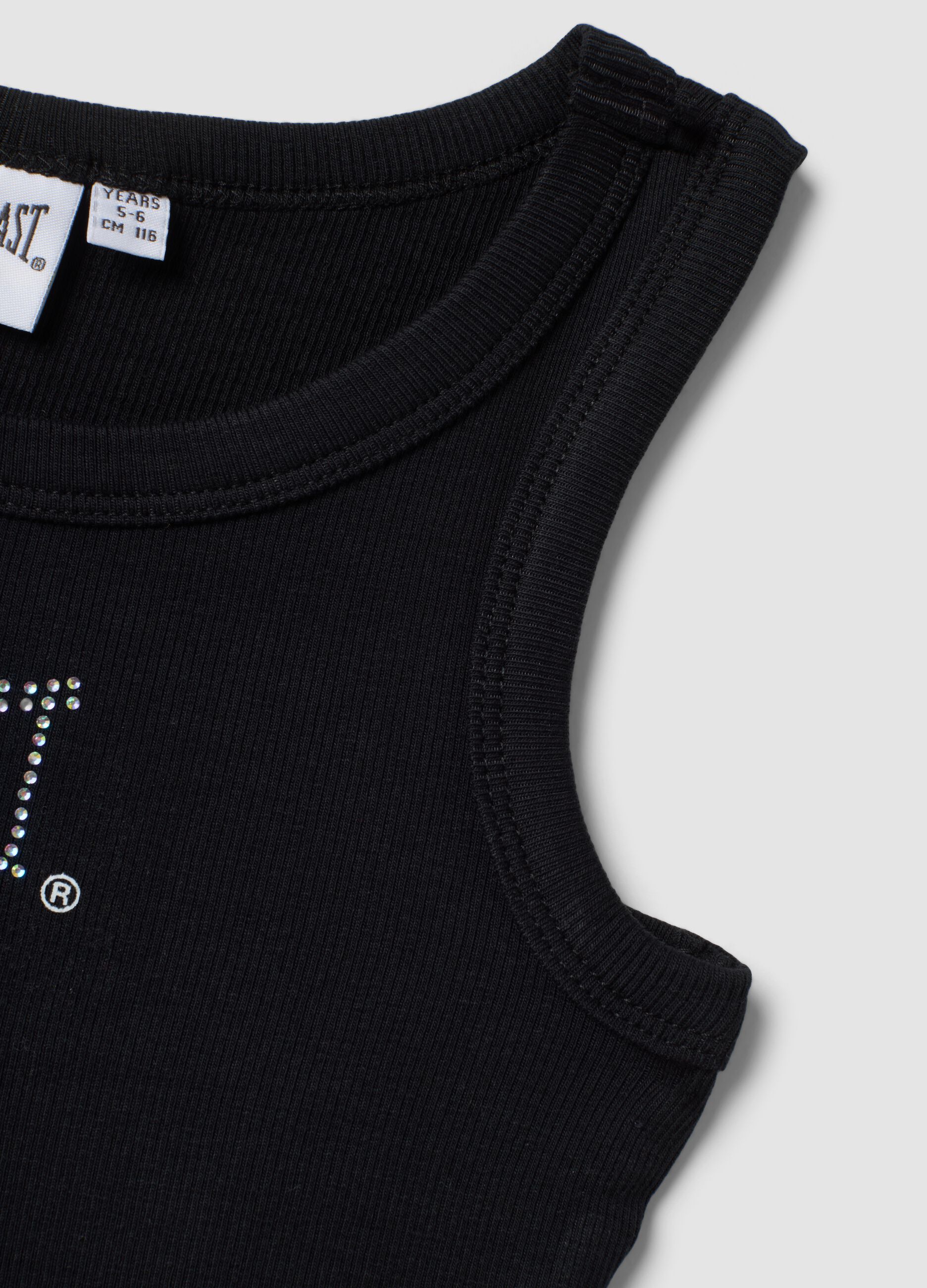 Black stretch cotton tank top