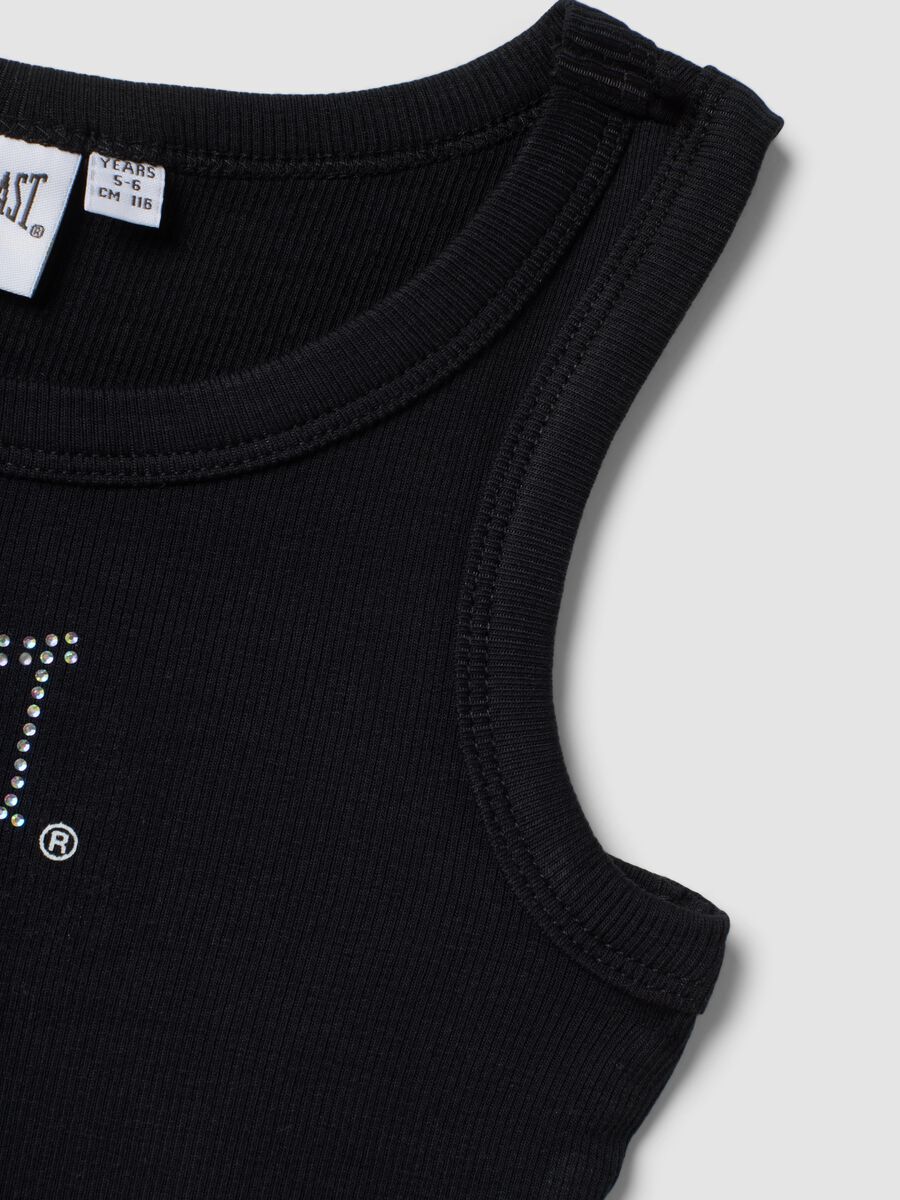 Black stretch cotton tank top_3