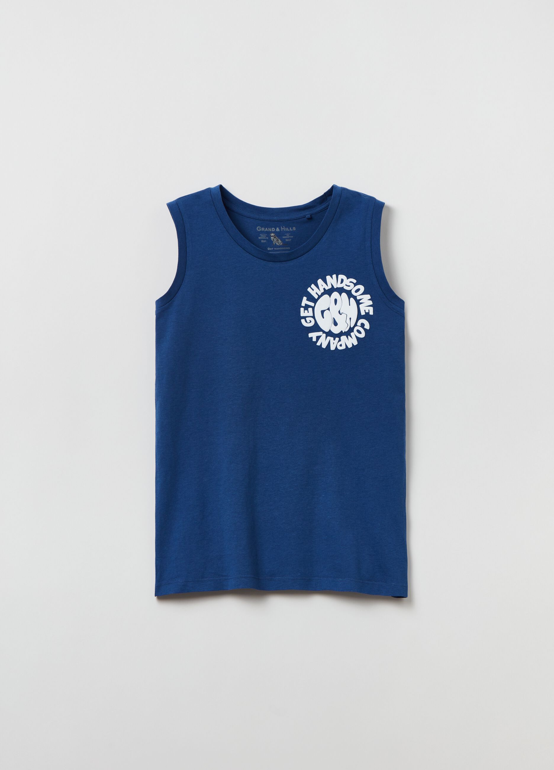 Cotton tank top with Grand&hills print_0
