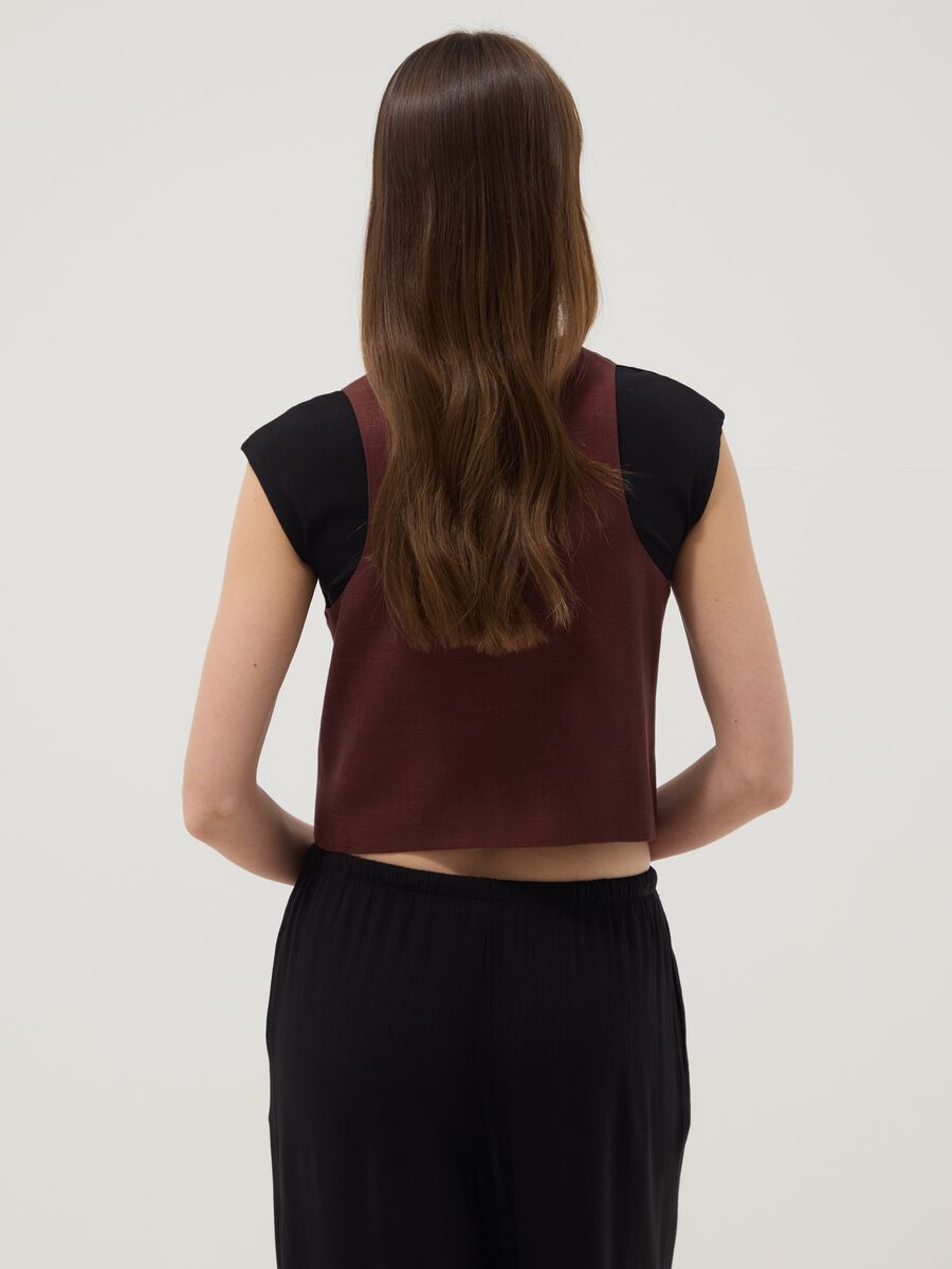 Brown viscose and linen-blend waistcoat, regular fit_3