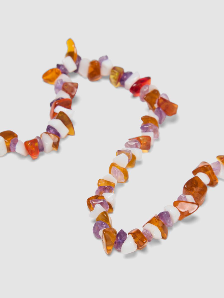 Adjustable multicolour glass bead and stone necklace_1