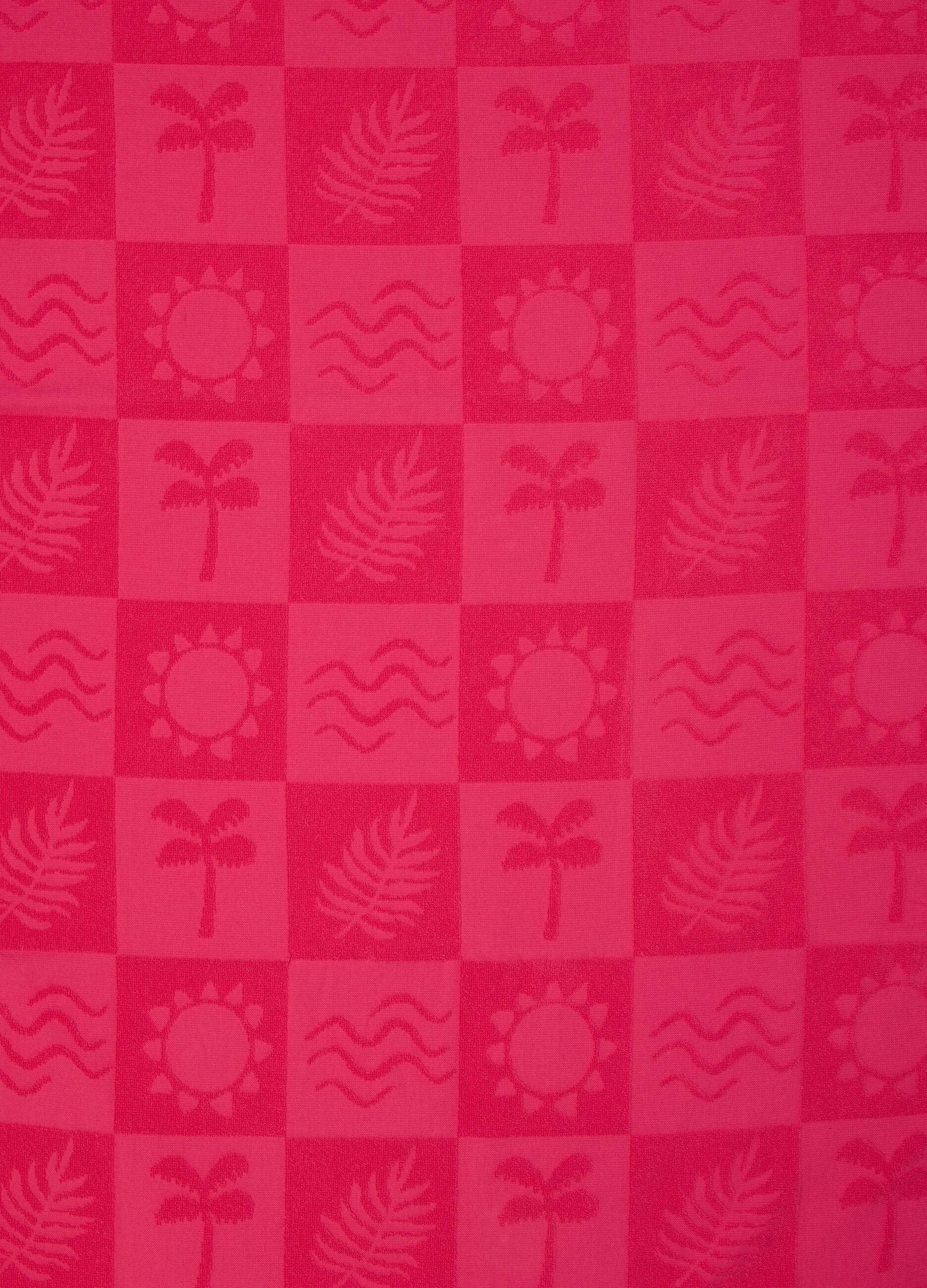 Pink pure cotton beach towel with jacquard pattern