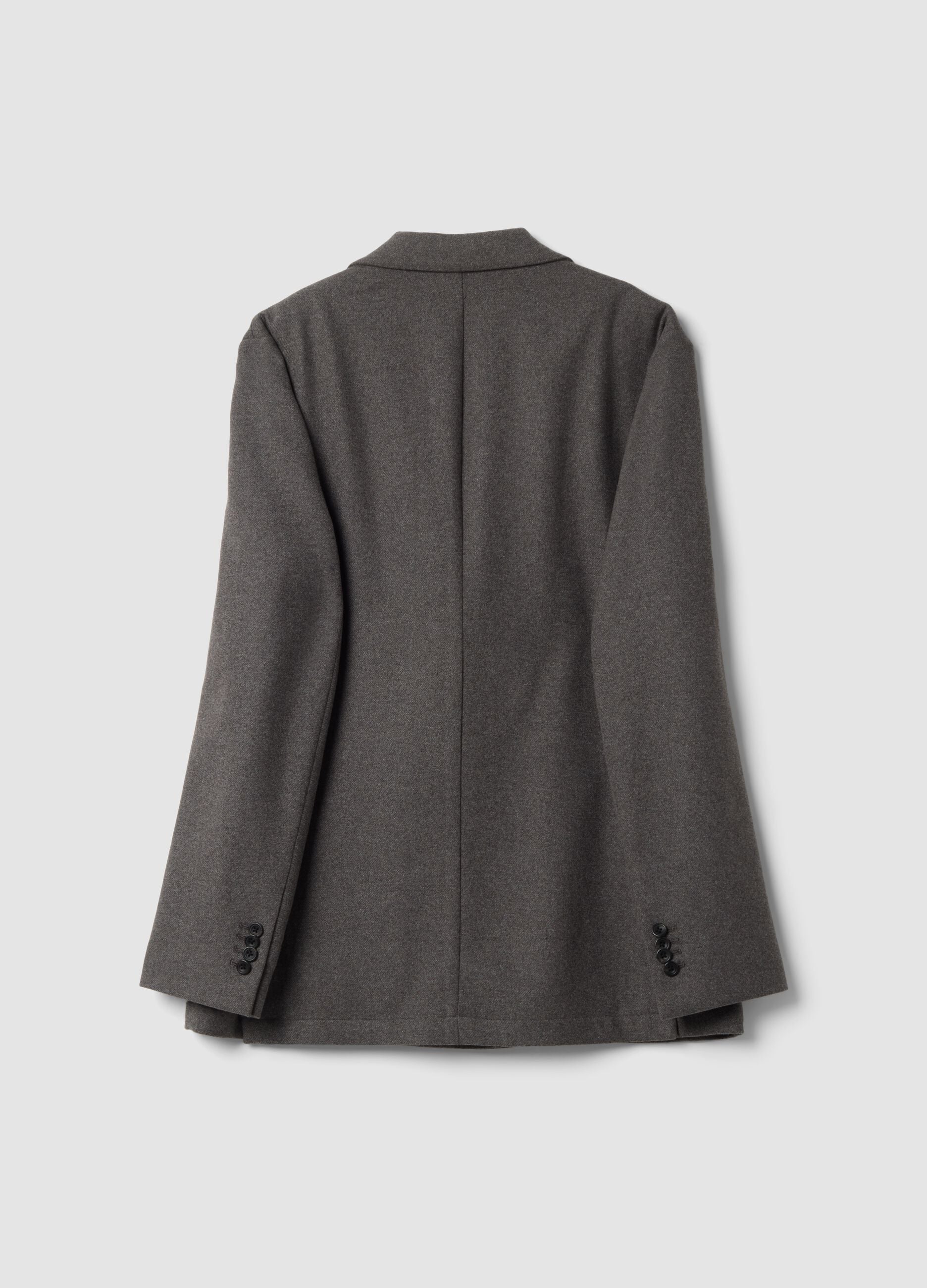 Blazer grigio taupe in flanella di misto lana e viscosa regular fit