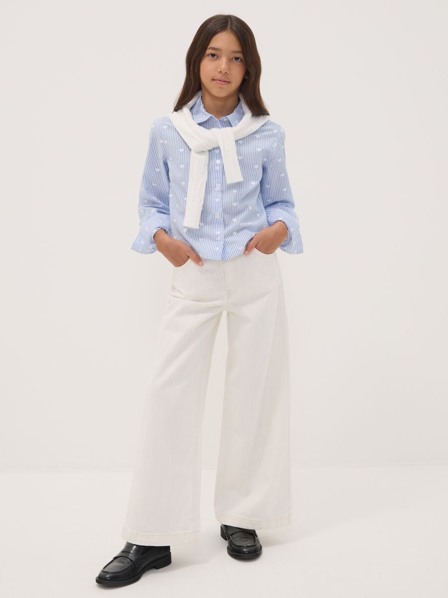 White wide-leg trousers in pure cotton_0