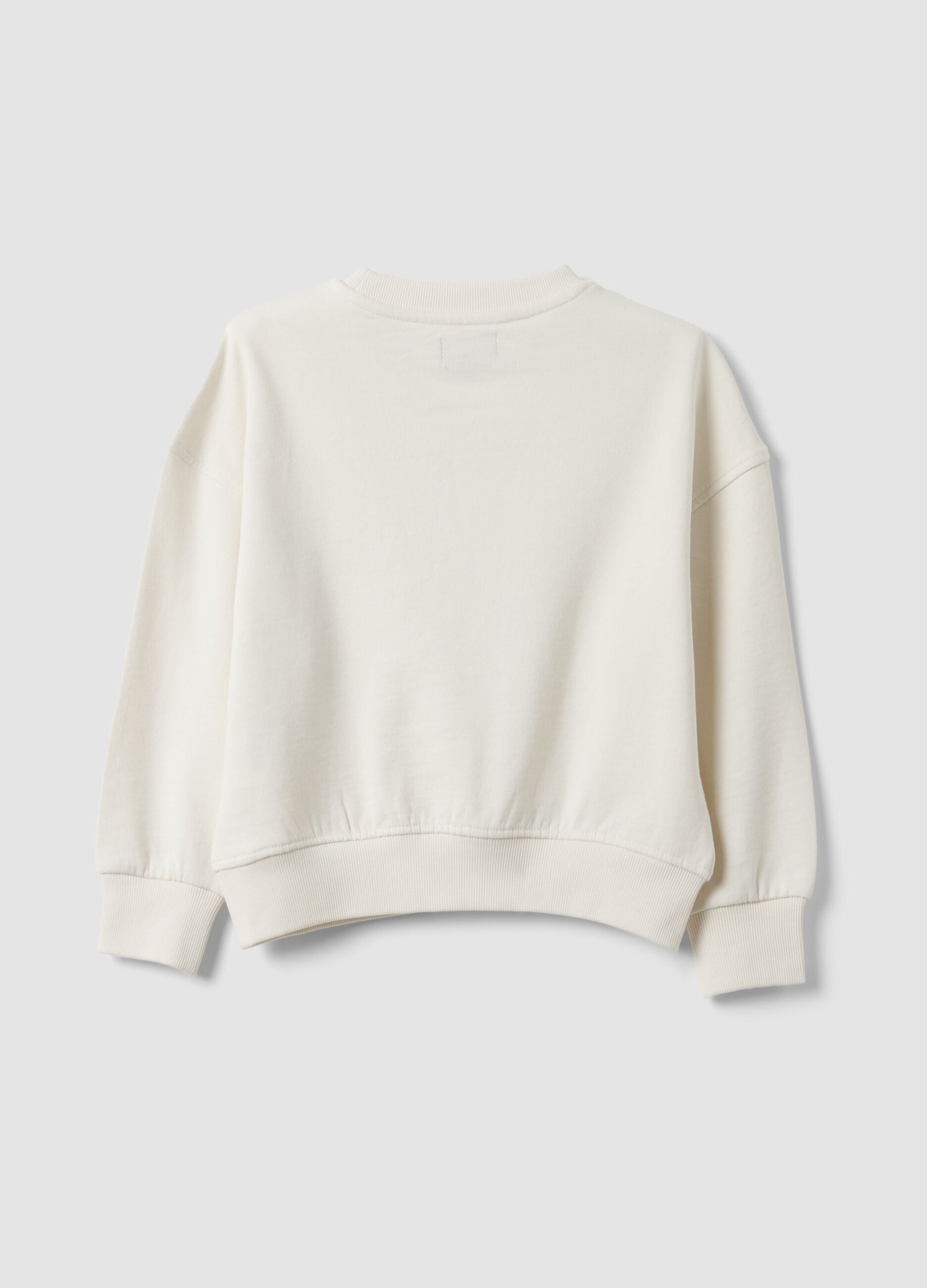 Weisses Sweatshirt aus reiner Baumwolle mit Sternprint, Regular Fit, f&uuml;r M&auml;dchen