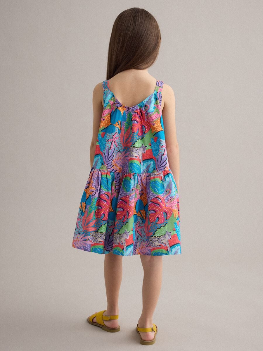 Multicolour pure cotton dress with wide straps_1