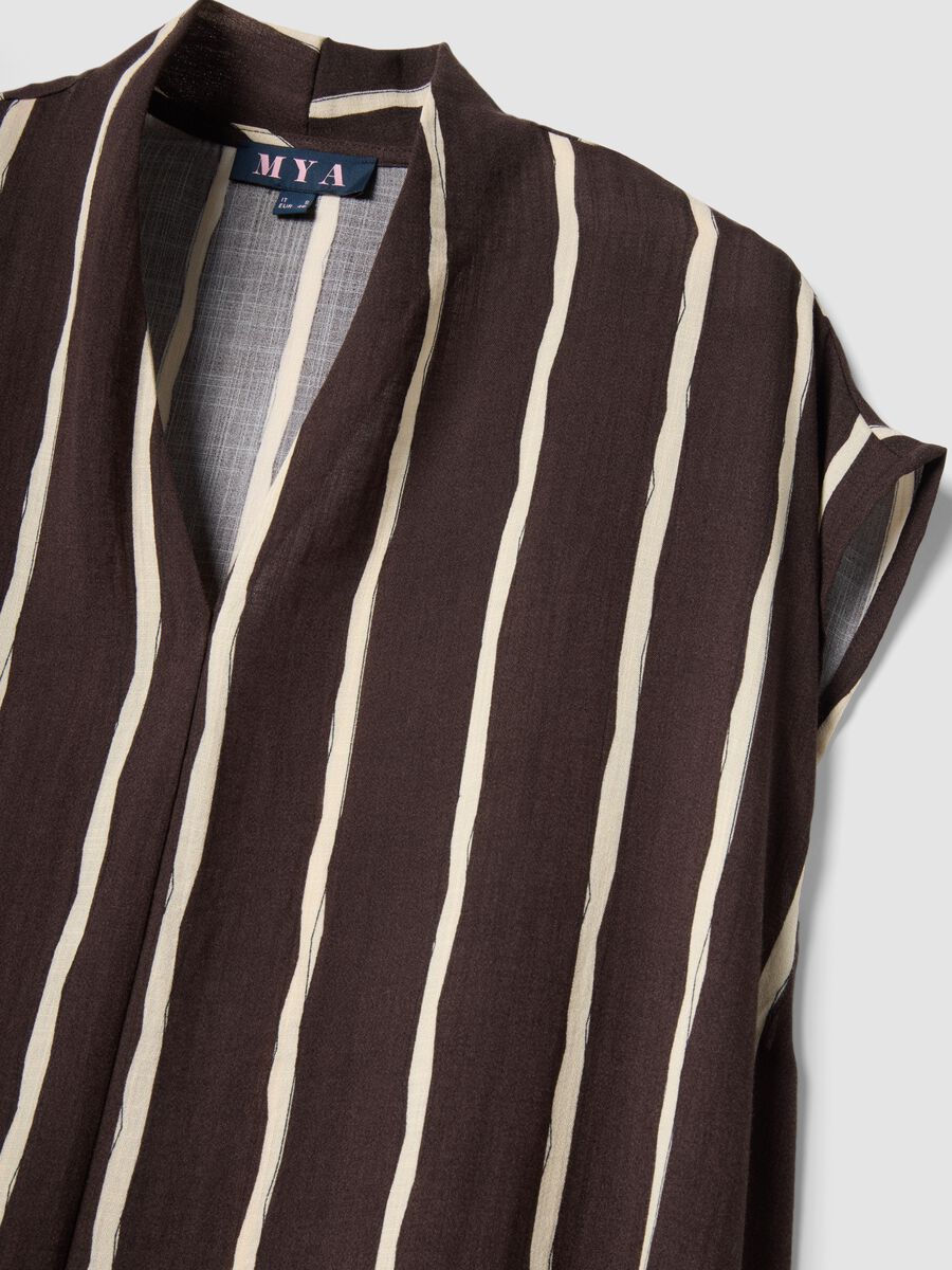 Brown striped viscose-blend midi dress_6