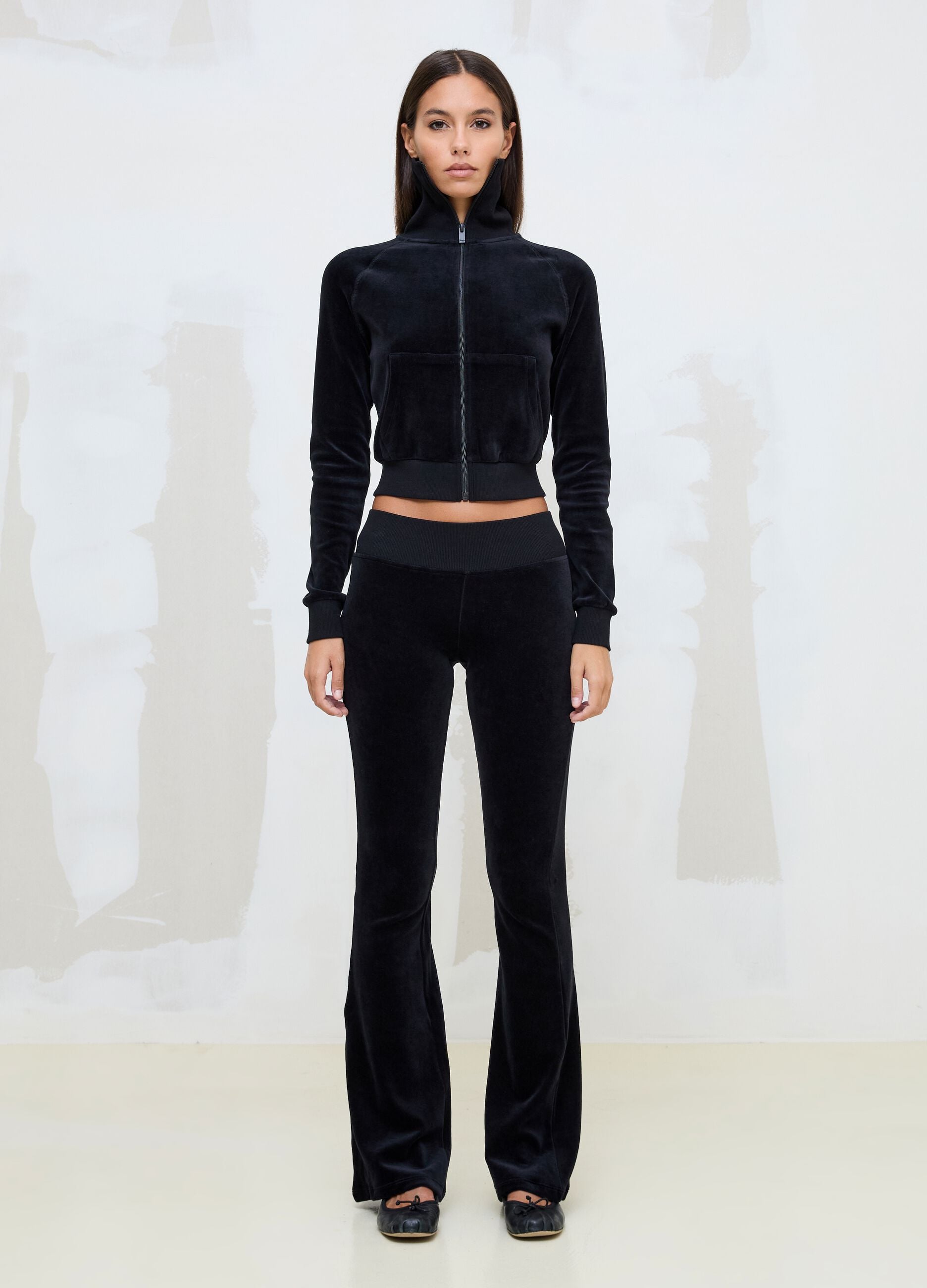 Black Velour Jacket with Rhinestone Logo
