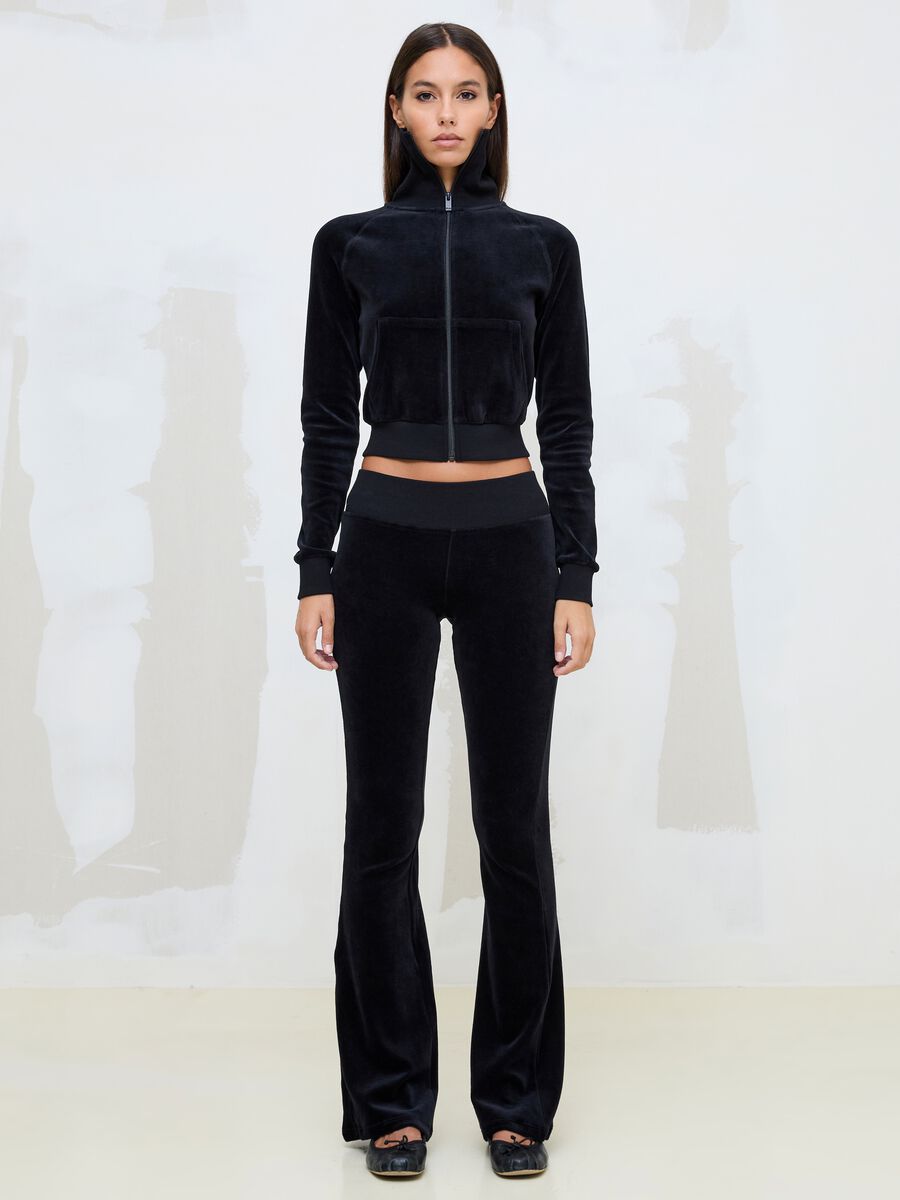 Black Velour Jacket with Rhinestone Logo_4