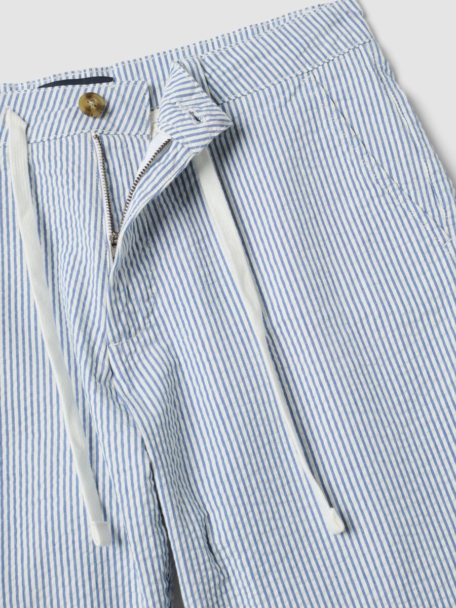 Multicolour striped regular-fit stretch cotton shorts_1
