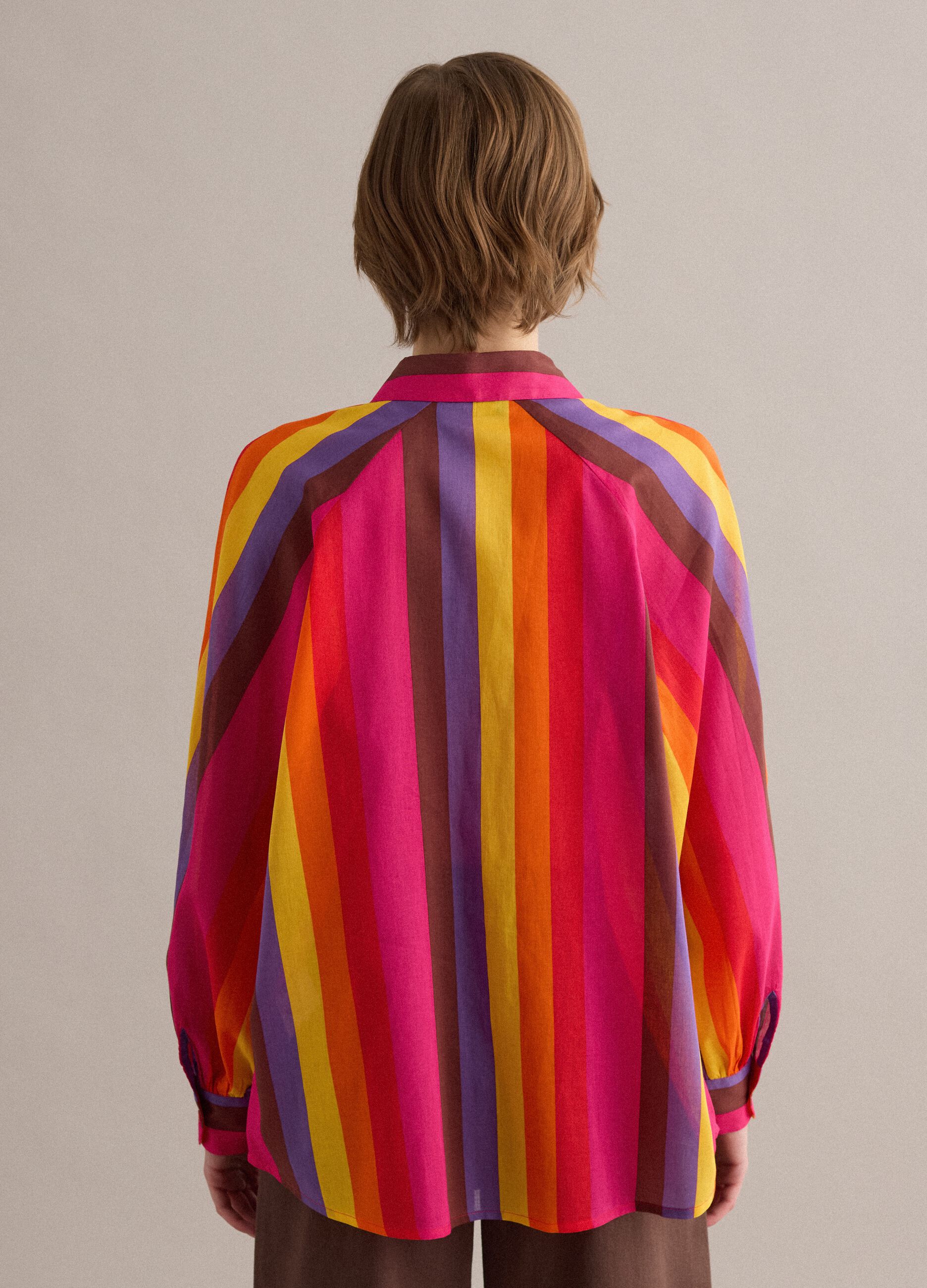 Multicolour pure cotton shirt with classic collar