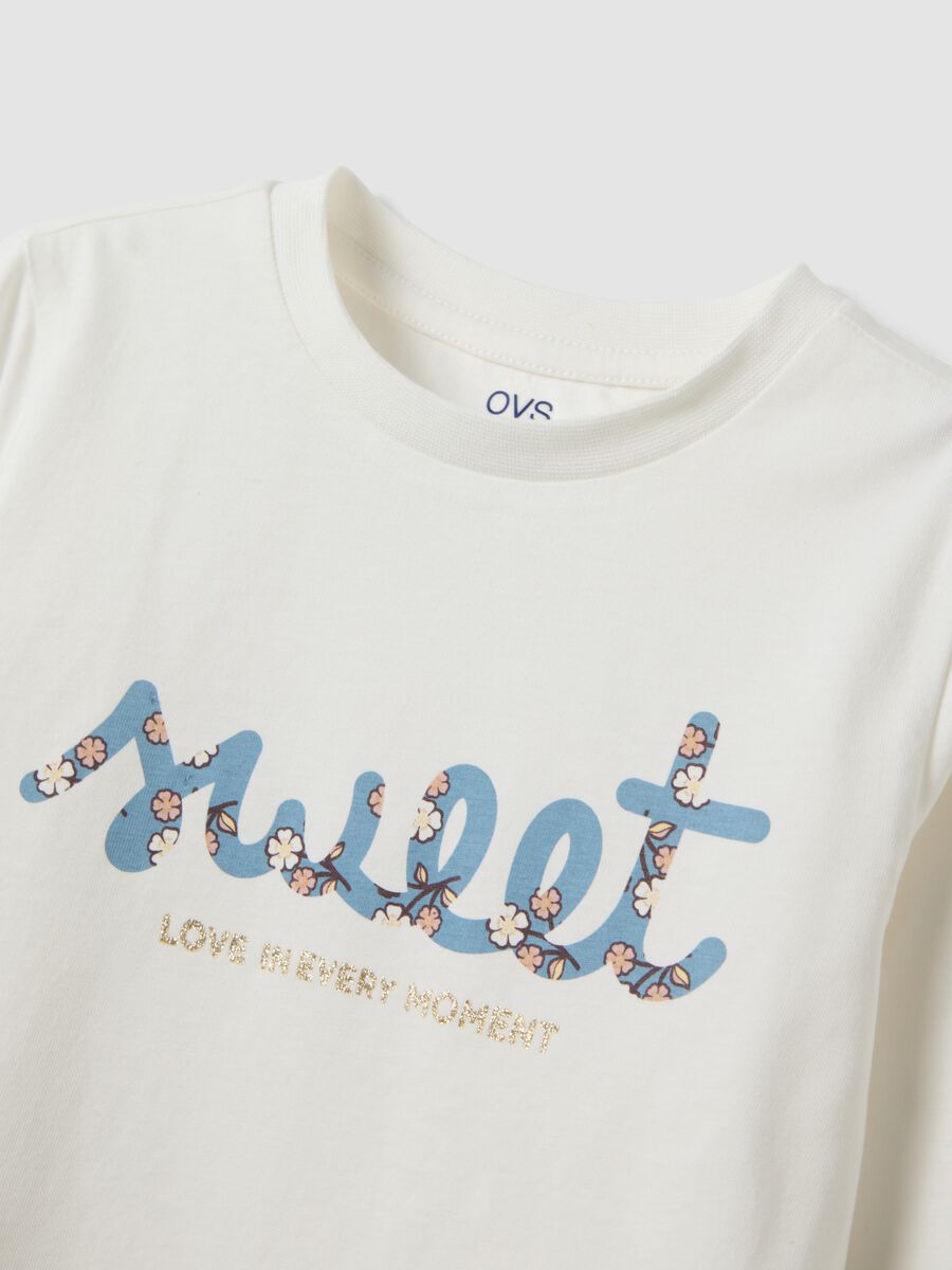 White pure organic cotton T-shirt with front print_2