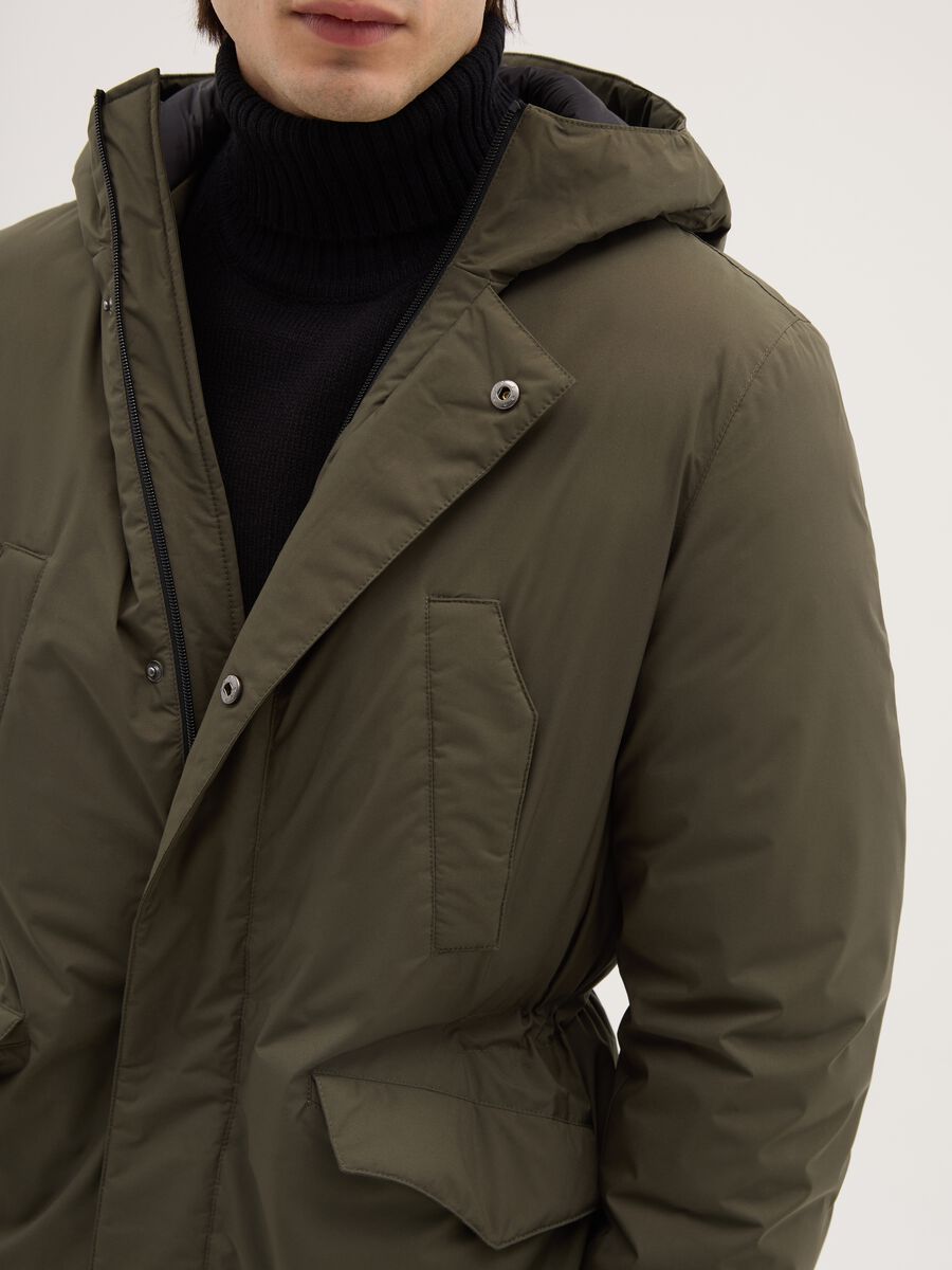 Green padded parka regular fit with hood and zip_3