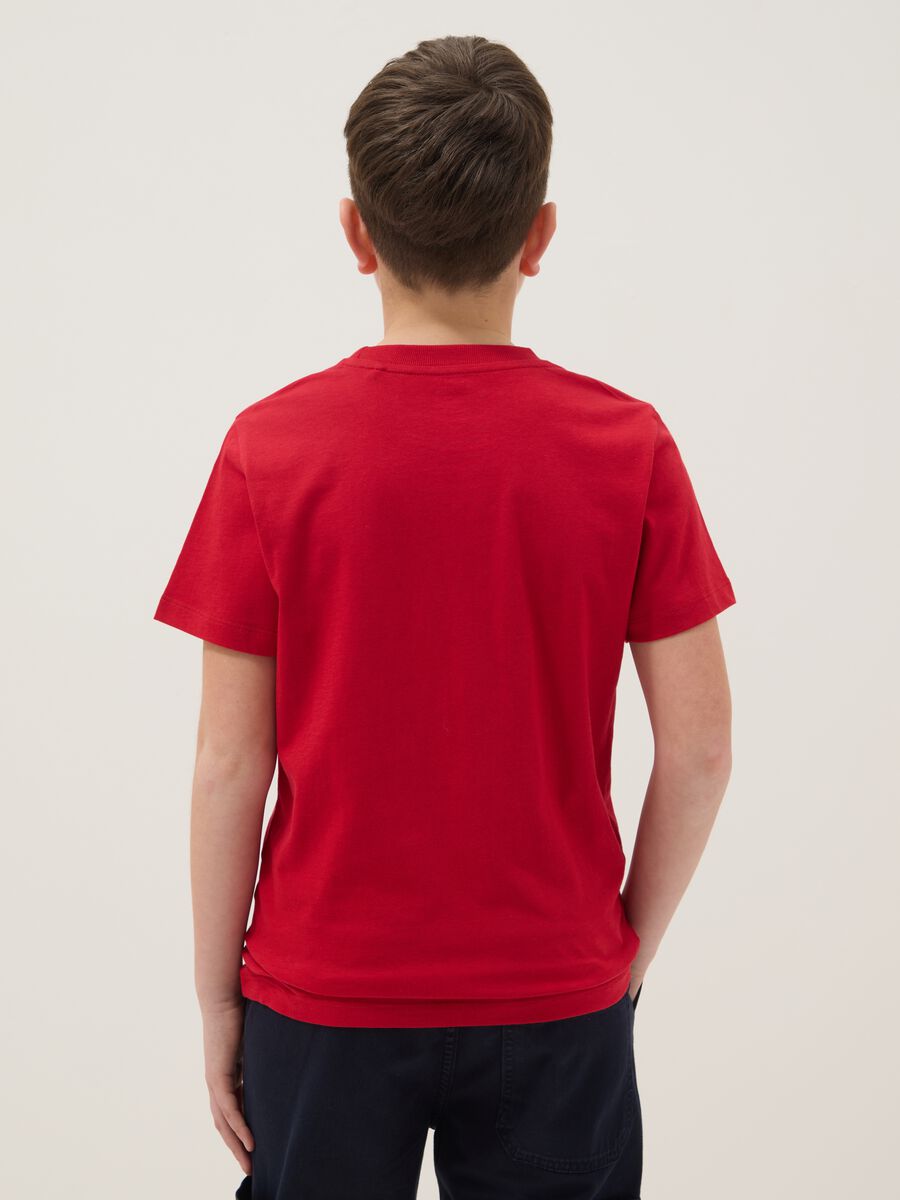 Red pure cotton boys&rsquo; T-shirt with print, regular fit_1