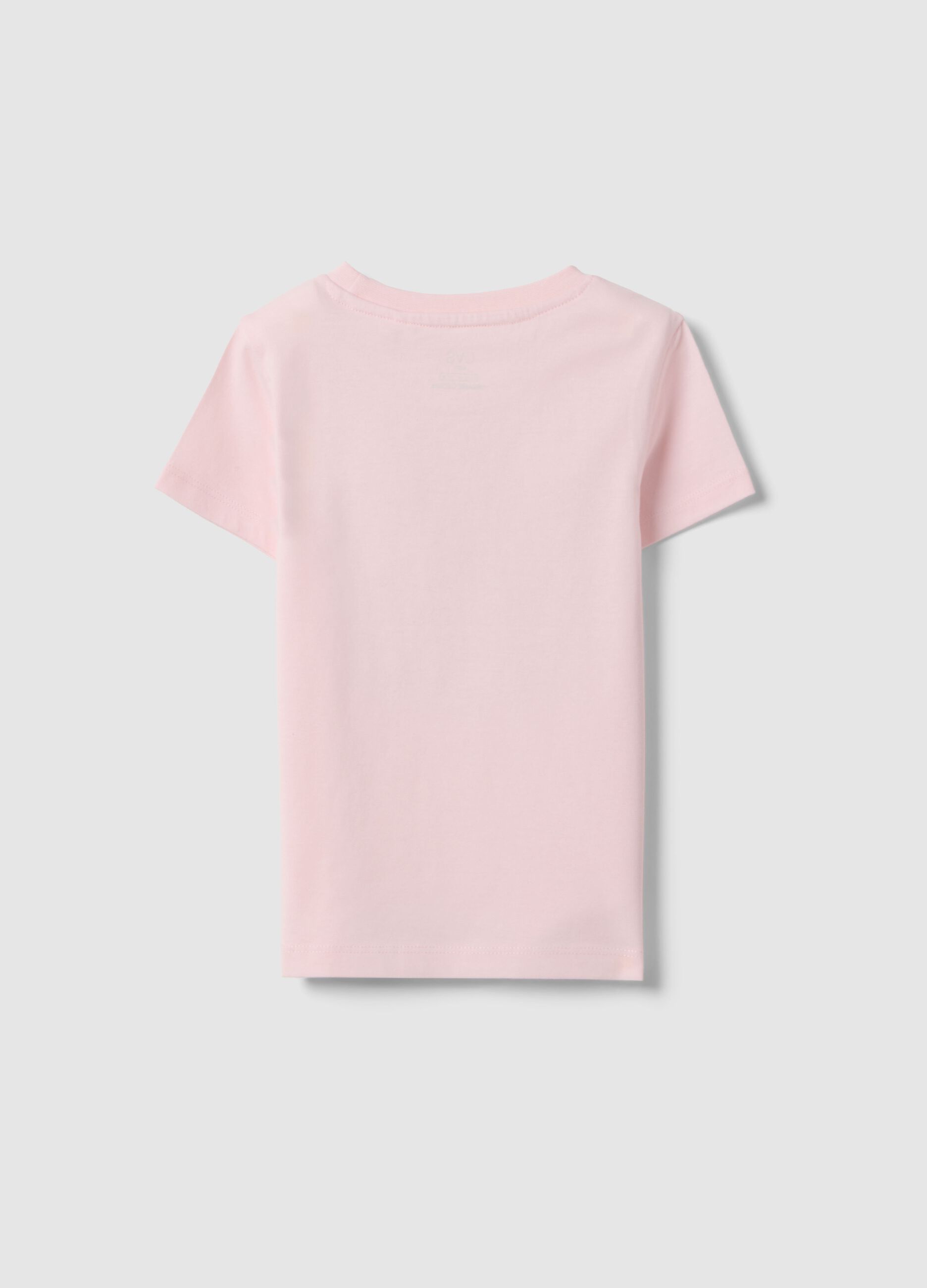 T-shirt rosa de algod&atilde;o puro com corte regular e estampado para meninas