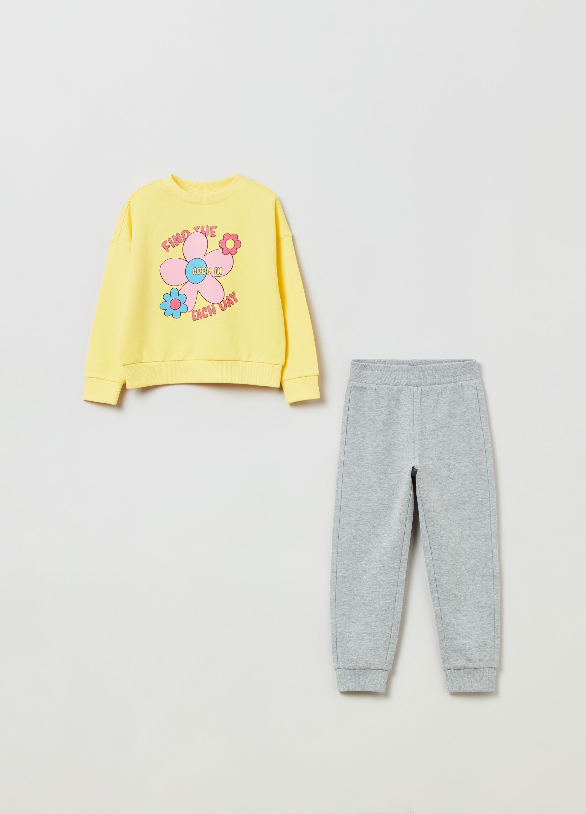 Cotton jogging set with printed lettering