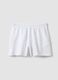 White cotton-blend Bermuda shorts with elasticated waistband_0