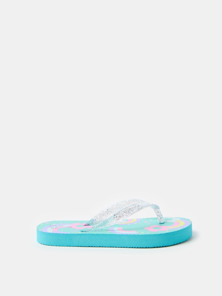 Thong sandals with glitter and print_0