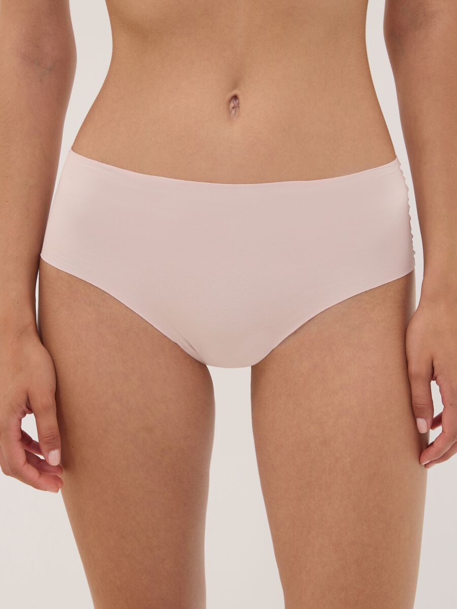 High-waisted pink briefs in stretch organic cotton_1