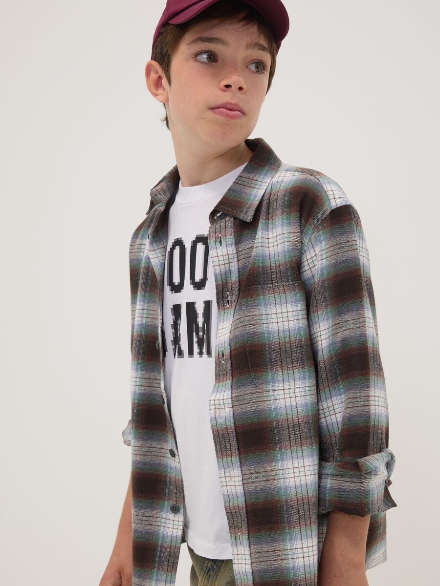Brown checked pure cotton shirt_1