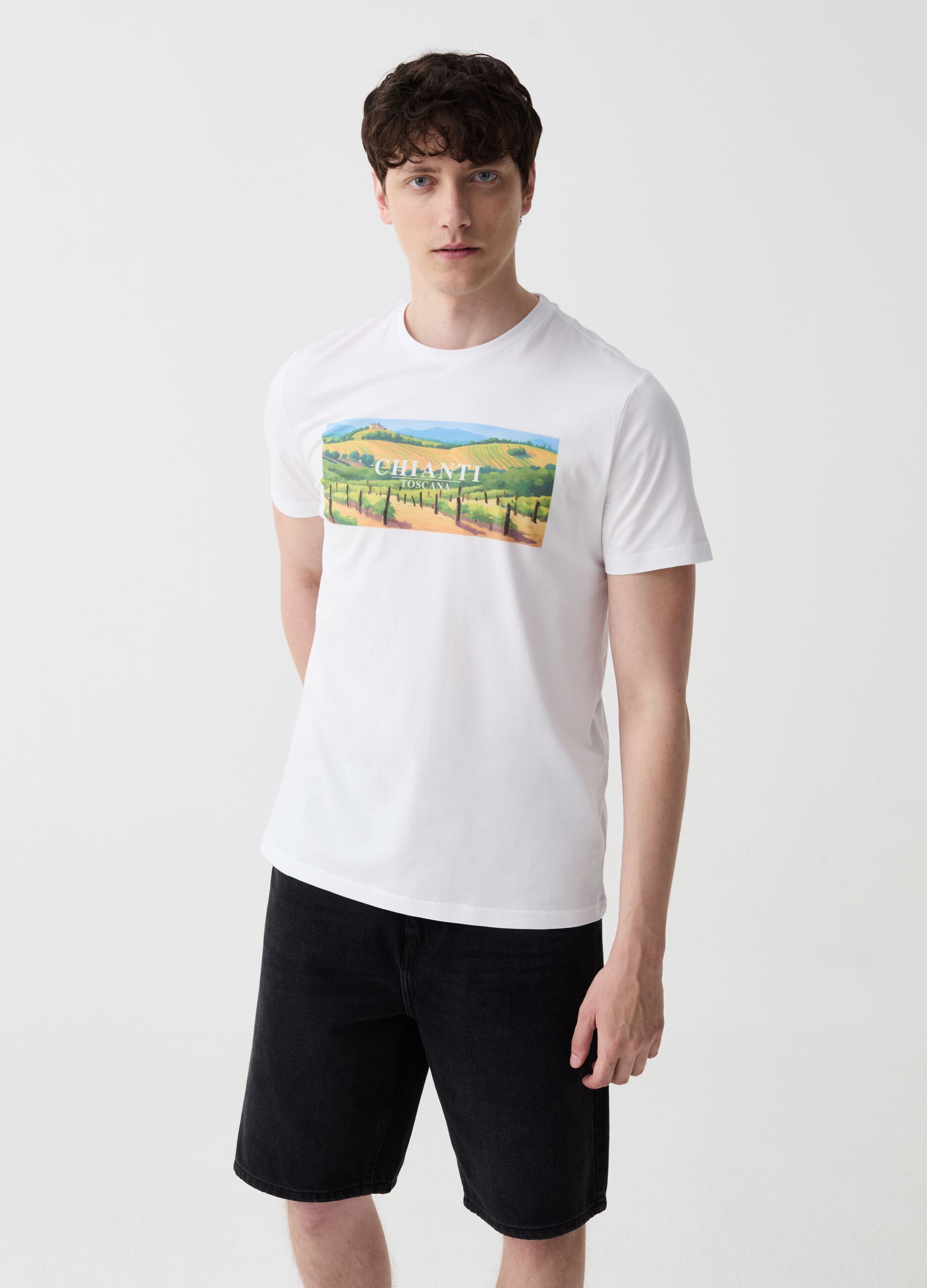 T-shirt in cotone con stampa Chianti