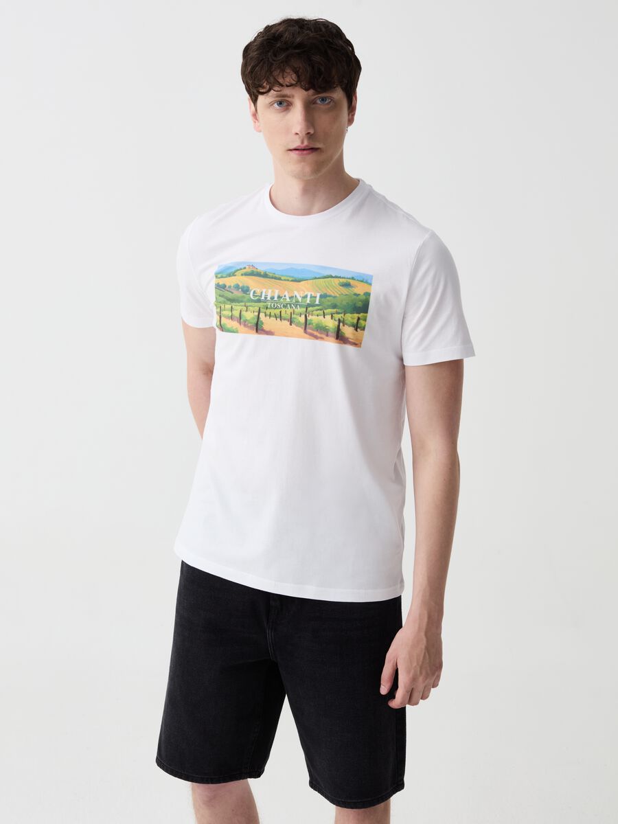 Cotton T-shirt with Chianti print_0