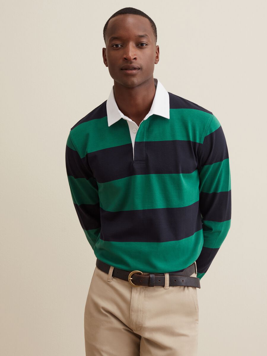 Polo shirt with long sleeves and striped pattern_0
