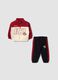 Red pure cotton set with half-zip collar for boys_0