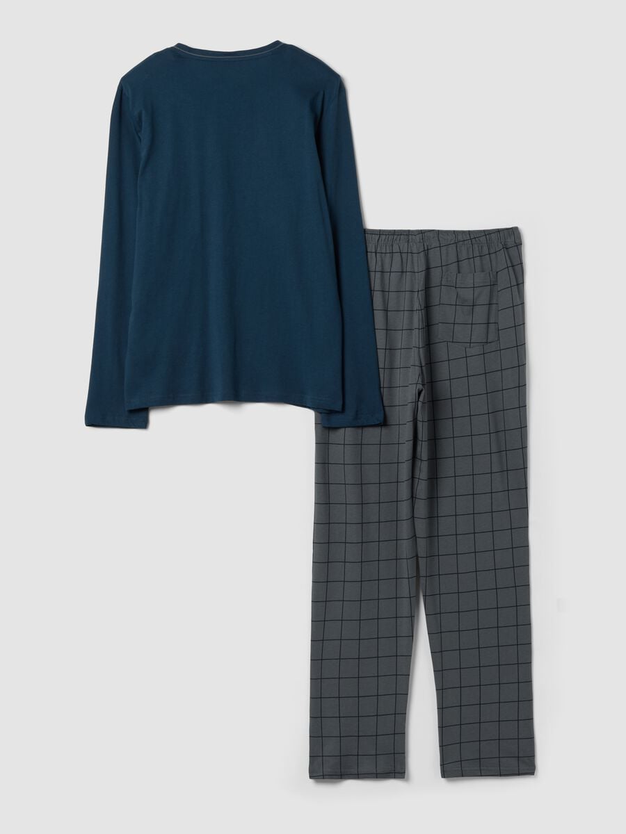 Blue pure organic cotton V-neck pyjamas_2