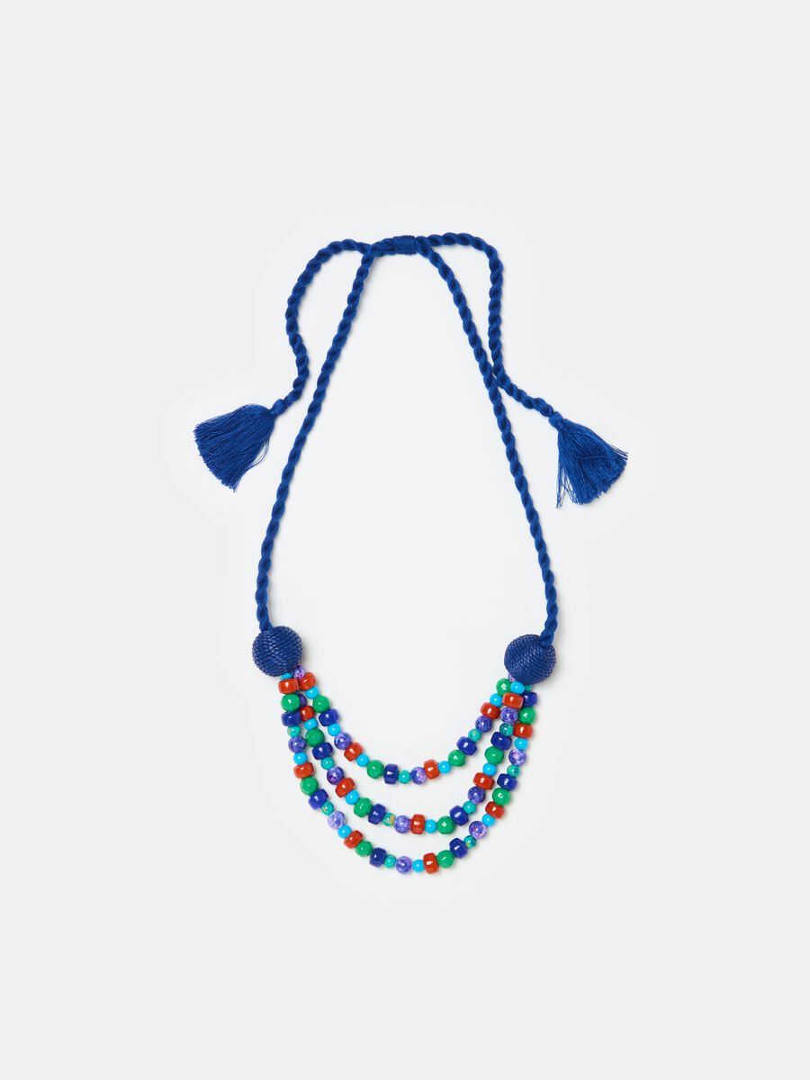 Necklace with colourful gems and cord_0