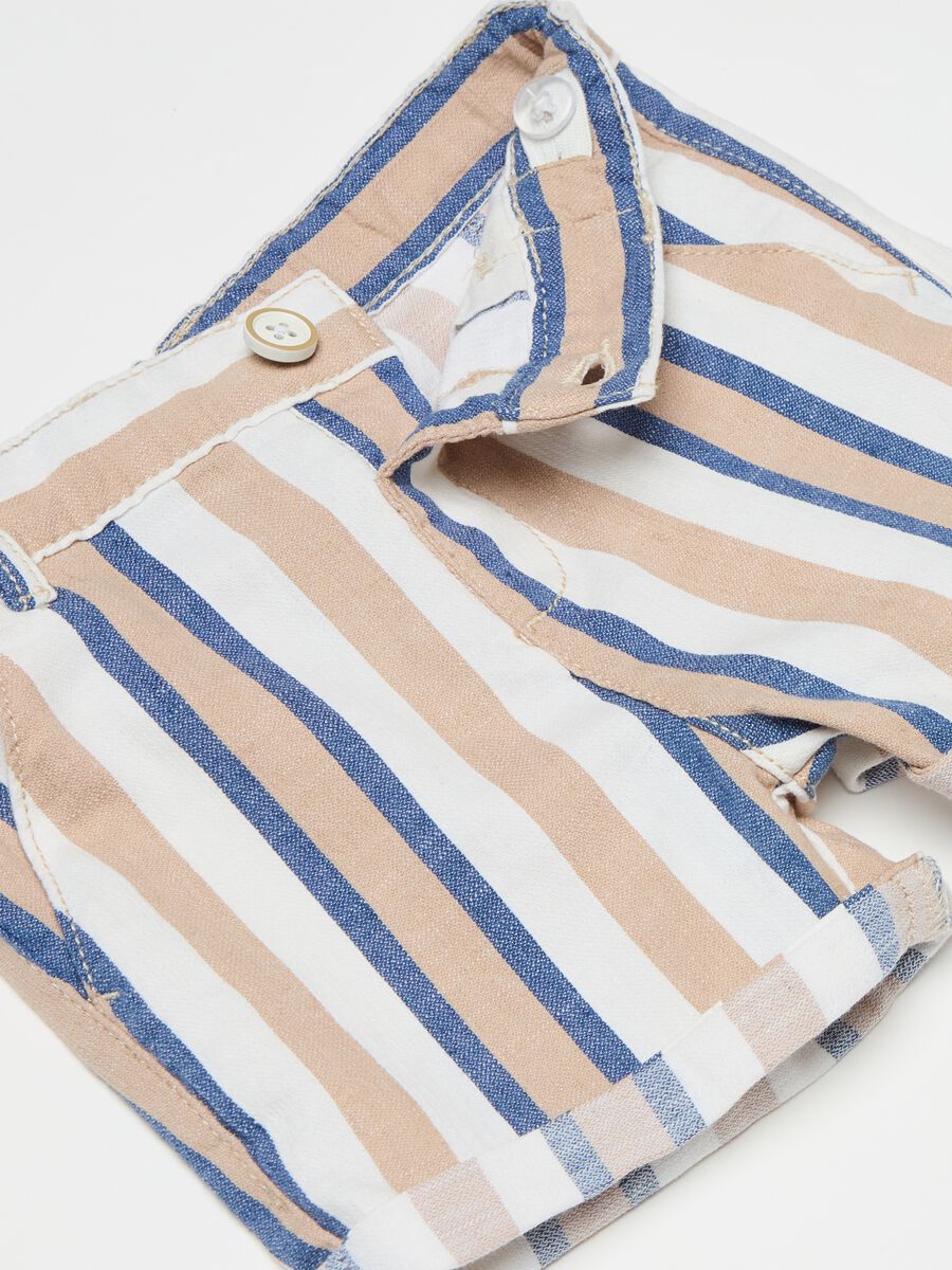 Striped linen and cotton Bermuda shorts_2