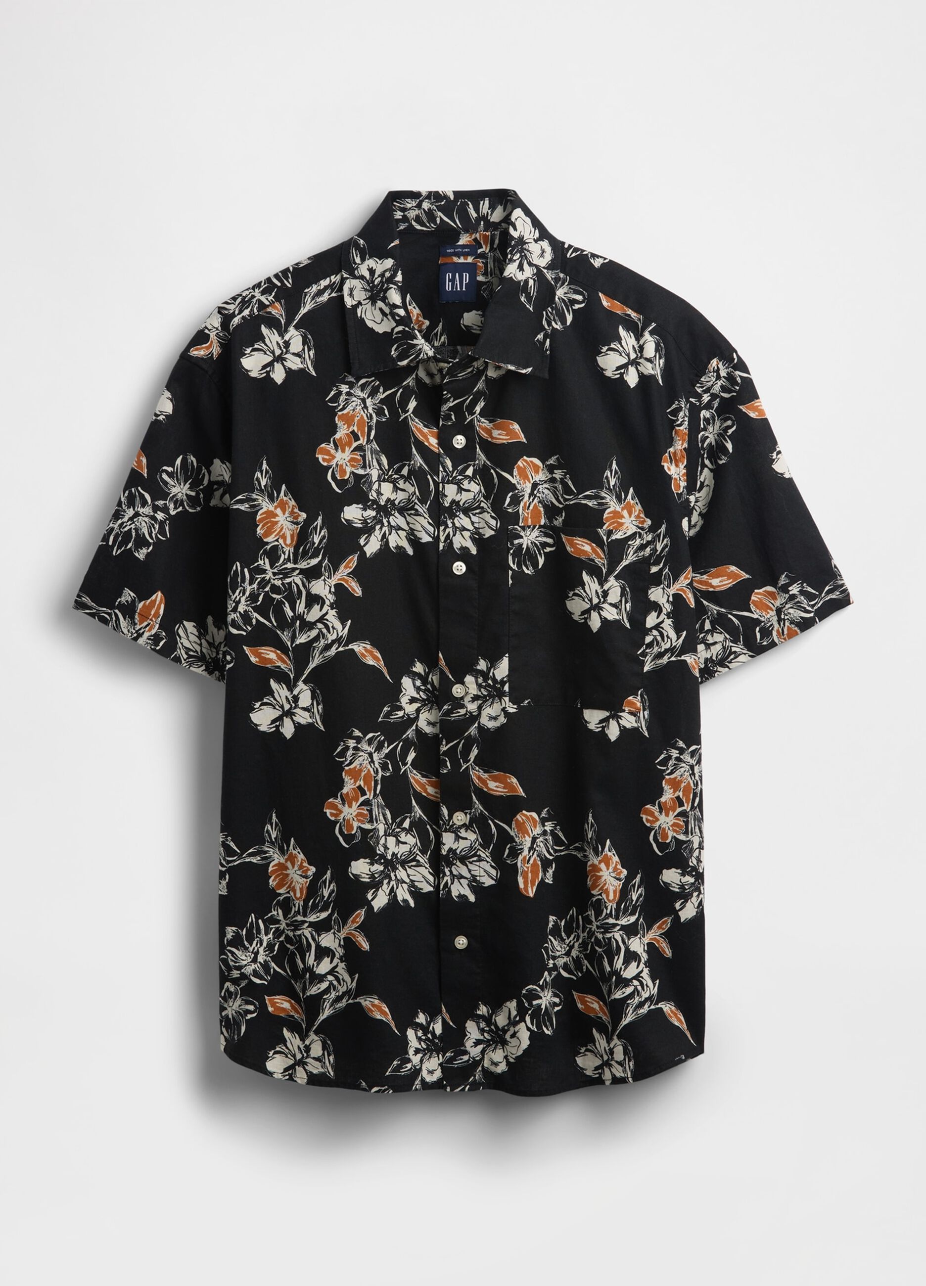 Floral linen and cotton-blend shirt
