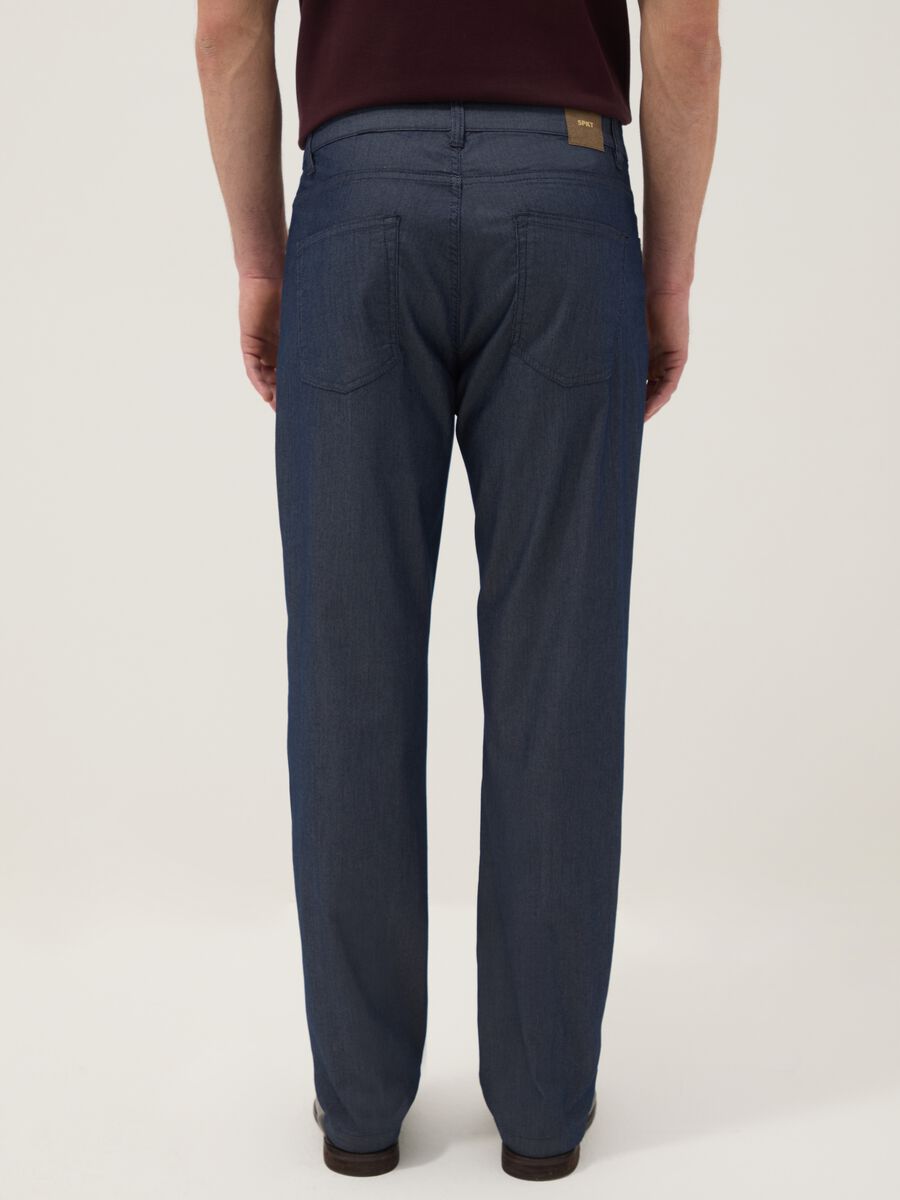 Blue stretch cotton trousers with five pockets_2