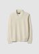 Beige ribbed shawl-collar jumper, regular fit_0