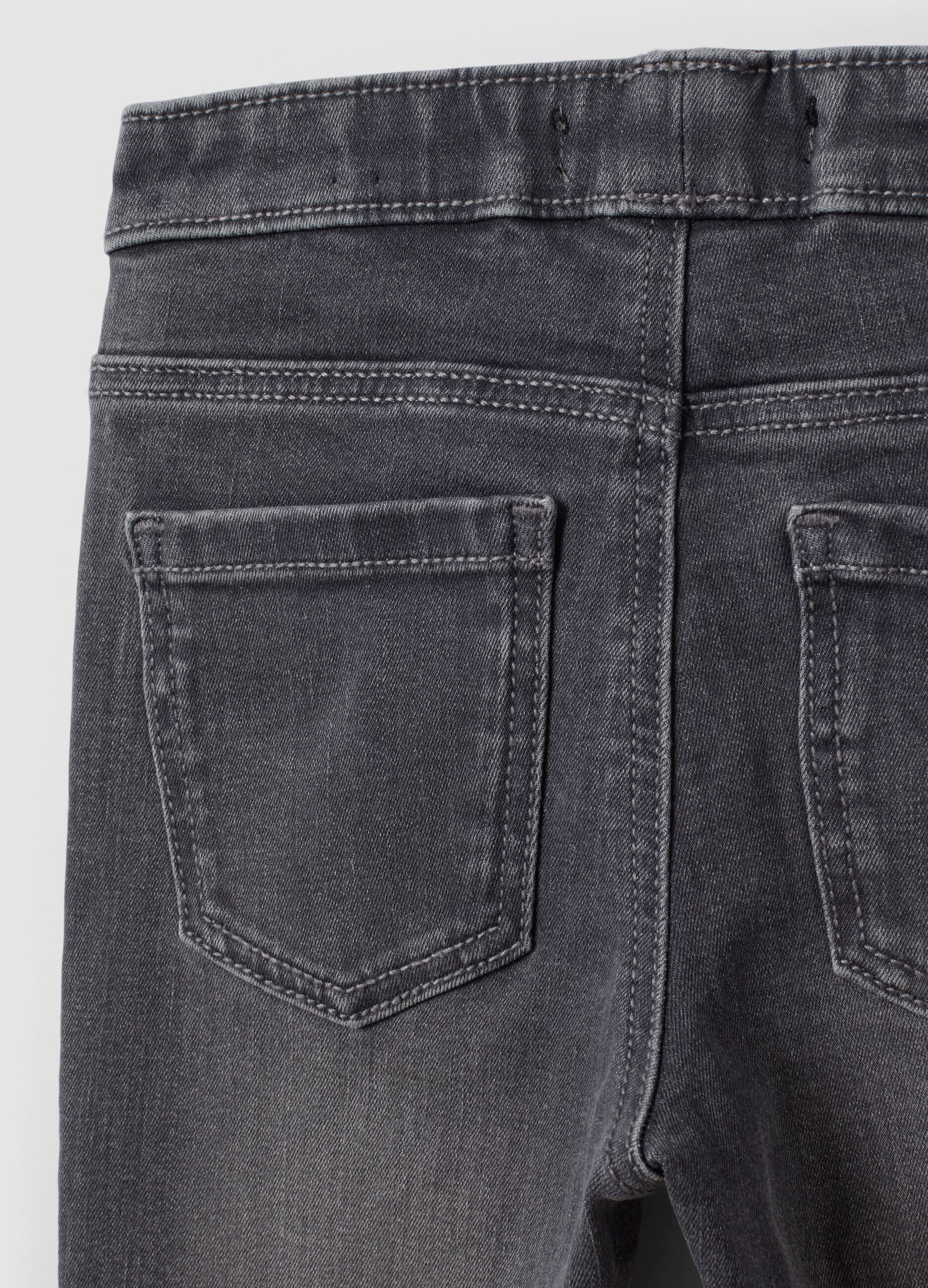 Jeggings grigi flare in cotone e viscosa elasticizzata per bambina