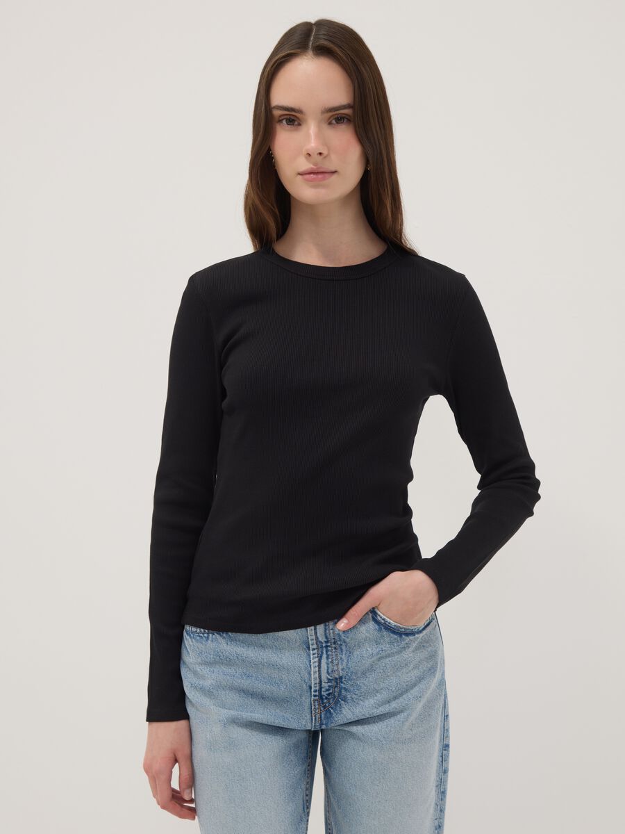 &Mu;&alpha;ύ&rho;&omicron; &beta;&alpha;&mu;&beta;&alpha;&kappa;&epsilon;&rho;ό T-shirt &mu;&epsilon; &mu;&alpha;&kappa;&rho;&iota;ά &mu;&alpha;&nu;ί&kappa;&iota;&alpha; &alpha;&pi;ό 100% &beta;&alpha;&mu;&beta;ά&kappa;&iota;_1