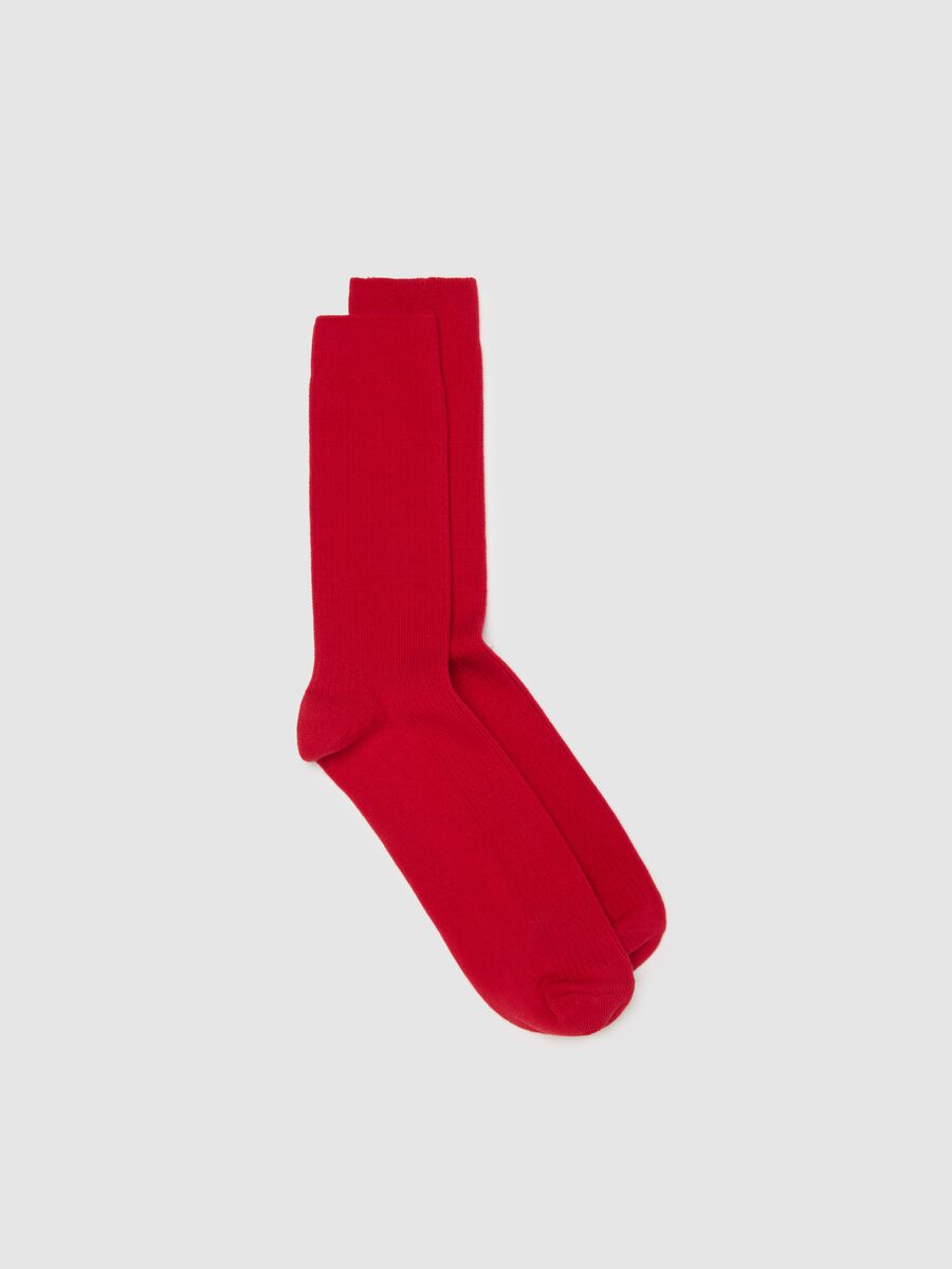 Red midi cotton blend socks_0