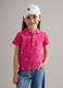 Girls' regular fit pure cotton pink polo with embroidered flowers_0