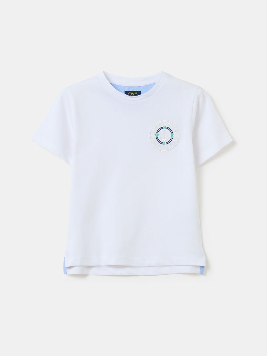 Piquet T-shirt with wind rose embroidery_0