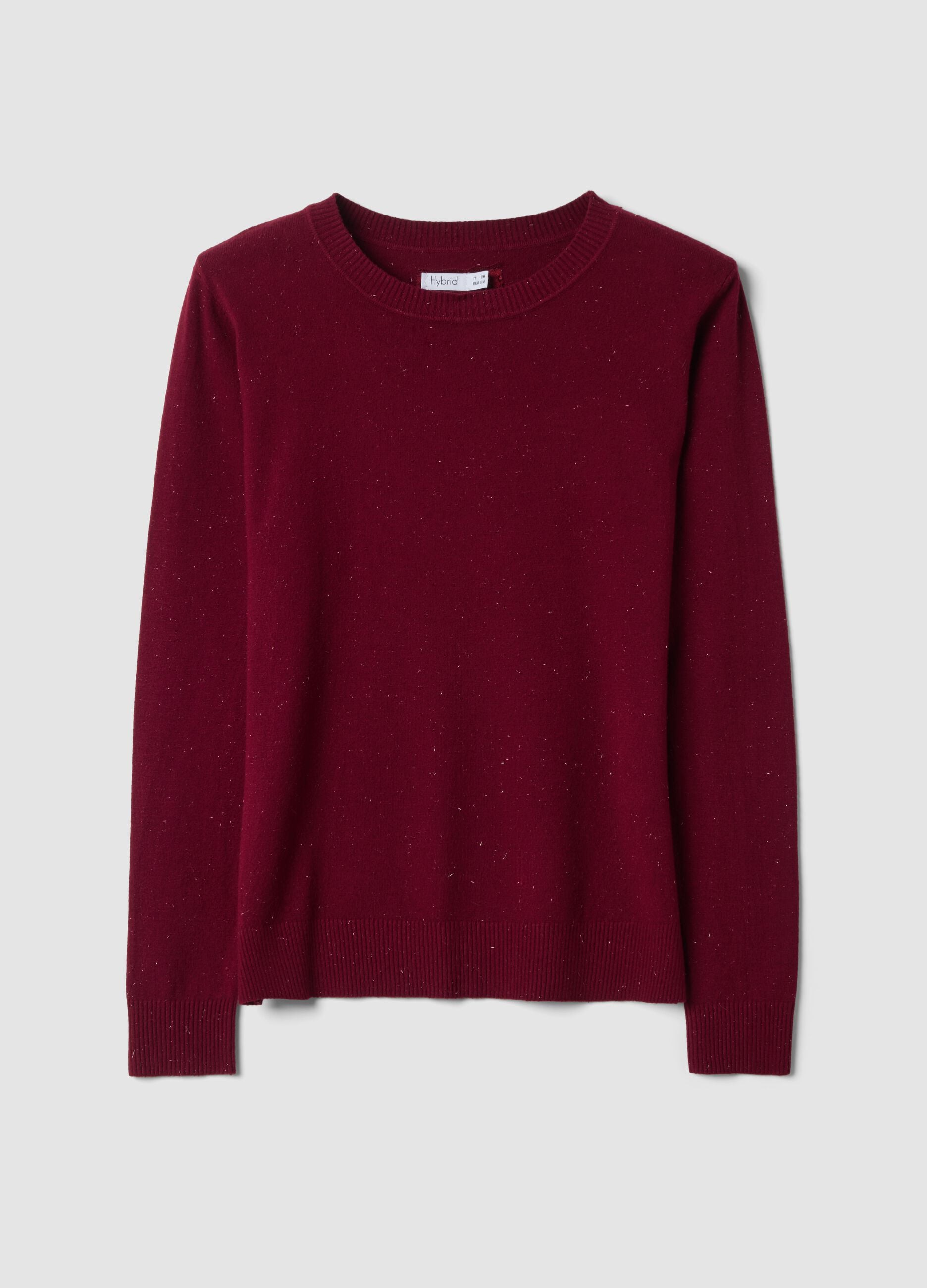 Red viscose-blend jumper with m&eacute;lange yarn