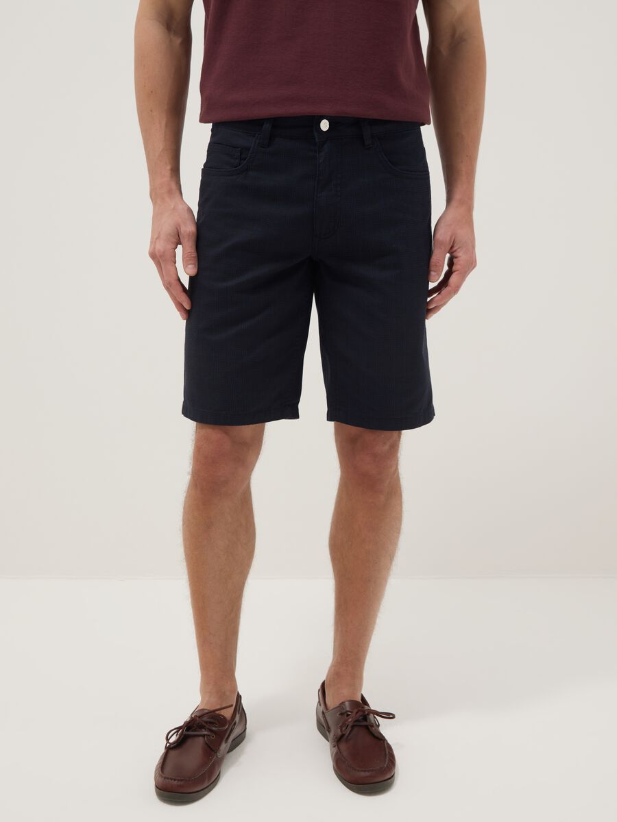 Blue regular-fit pure cotton Bermuda shorts_1