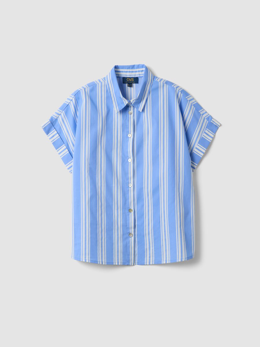 Blue striped pure cotton shirt_4
