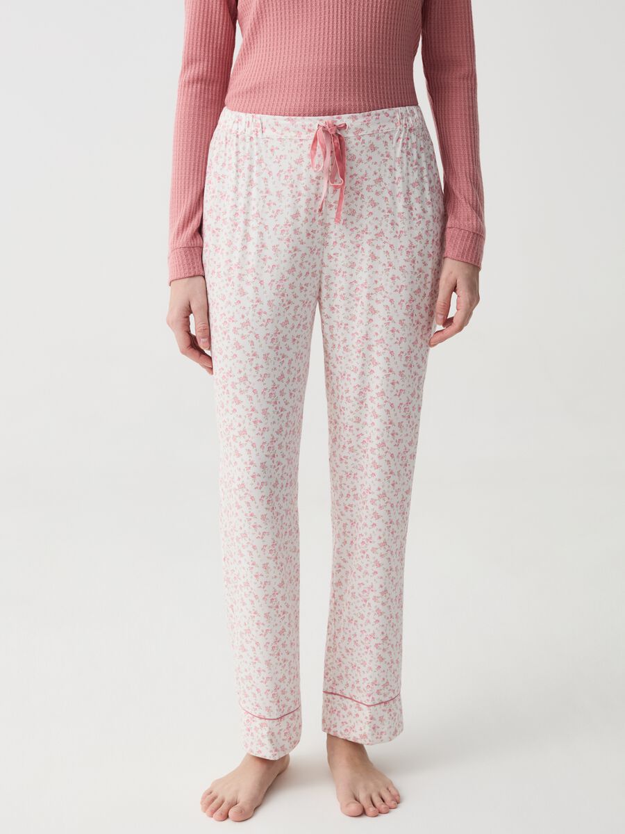 Pyjama trousers in floral flannel_1